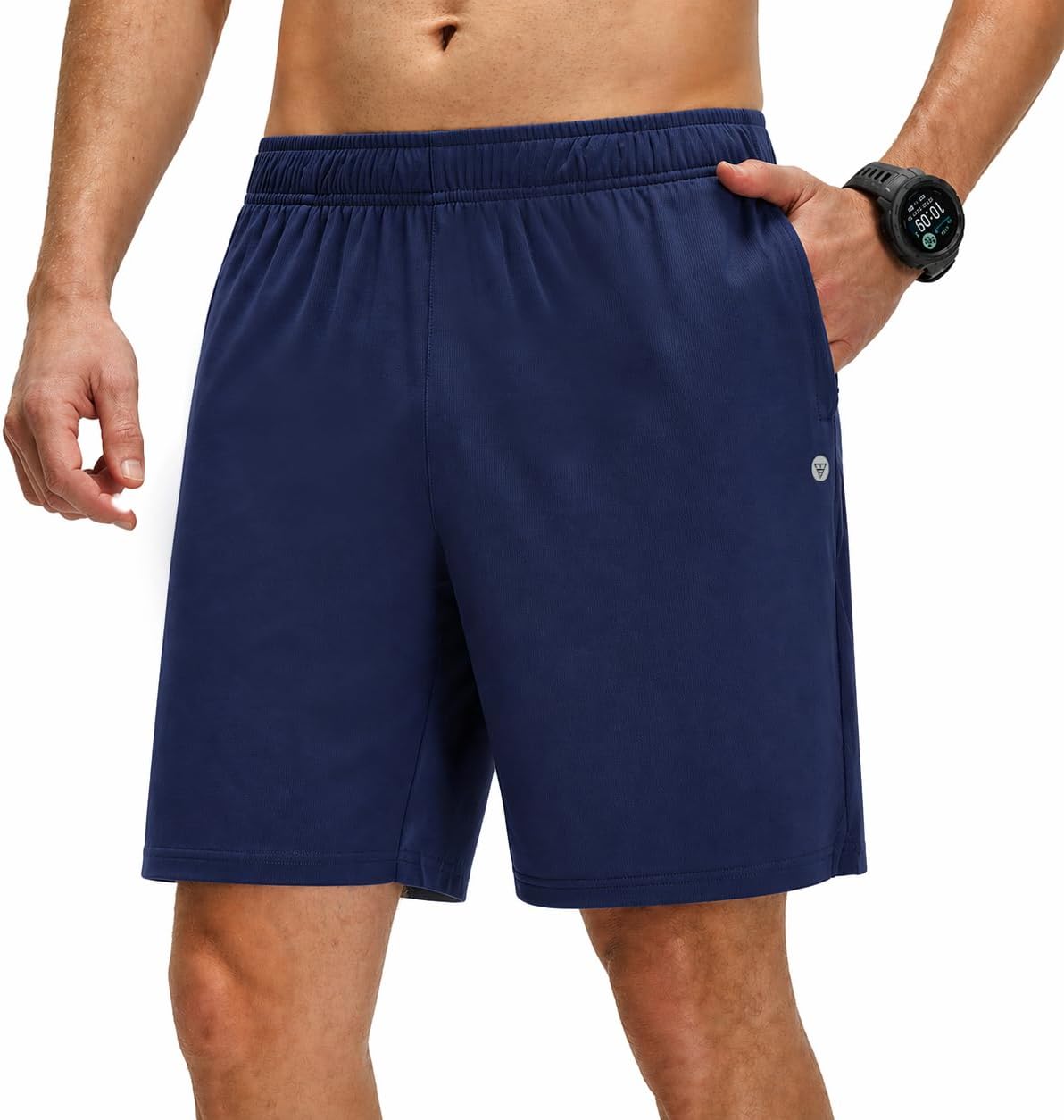 M MAELREG Men's Athletic Shorts with Zipper Pockets 7" Moisture Wicking Gym Workout Shorts for Men Lightweight Drawstring