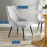 Vista 27 de Modway EEI-3907-GRY Adorn - Silla auxiliar de comedor de terciopelo copetudo, color gris