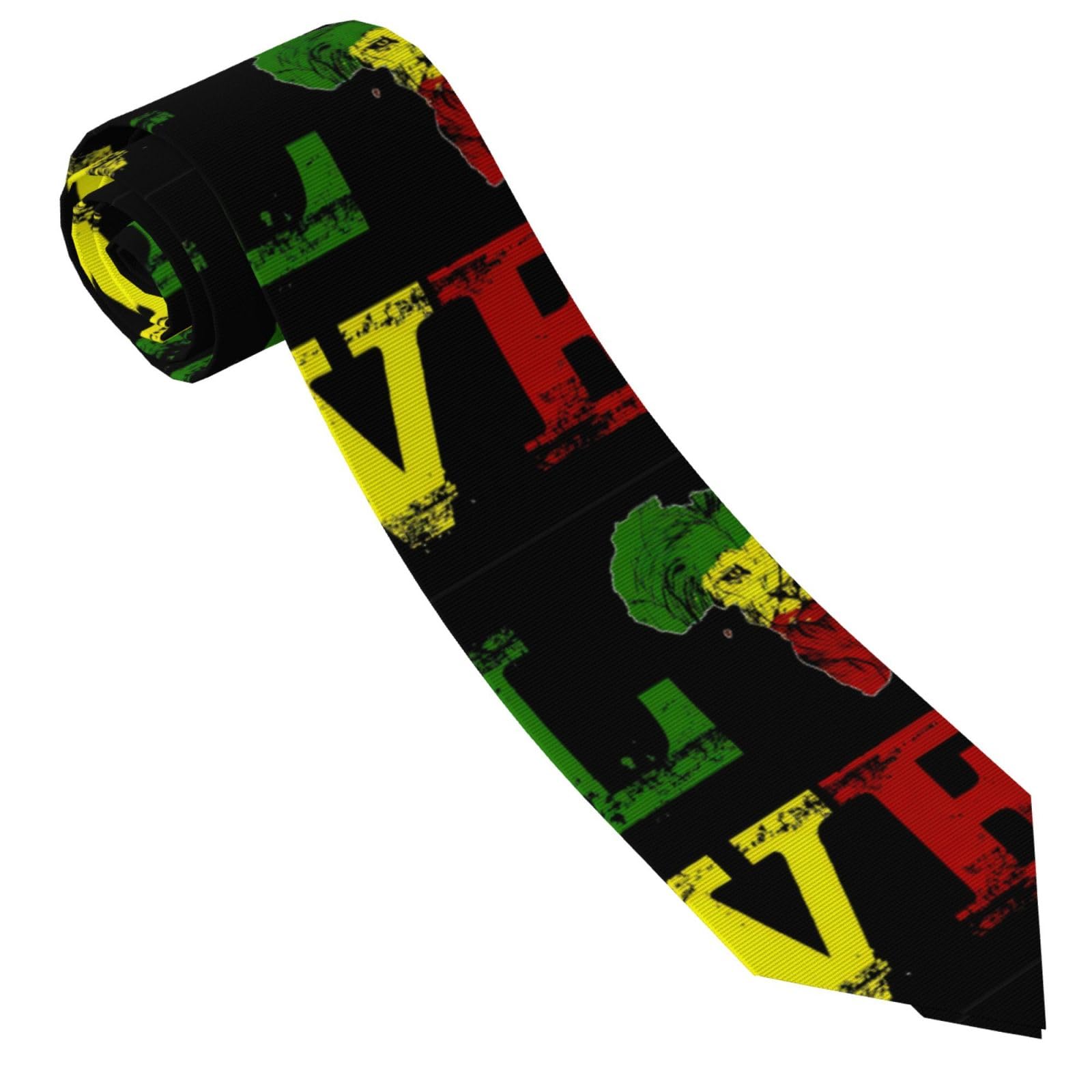 Asbwuo Unisex As Pic Love Africa Map Rasta Reggae Lion Men's Necktie Tie For Men Wedding Holiday Party