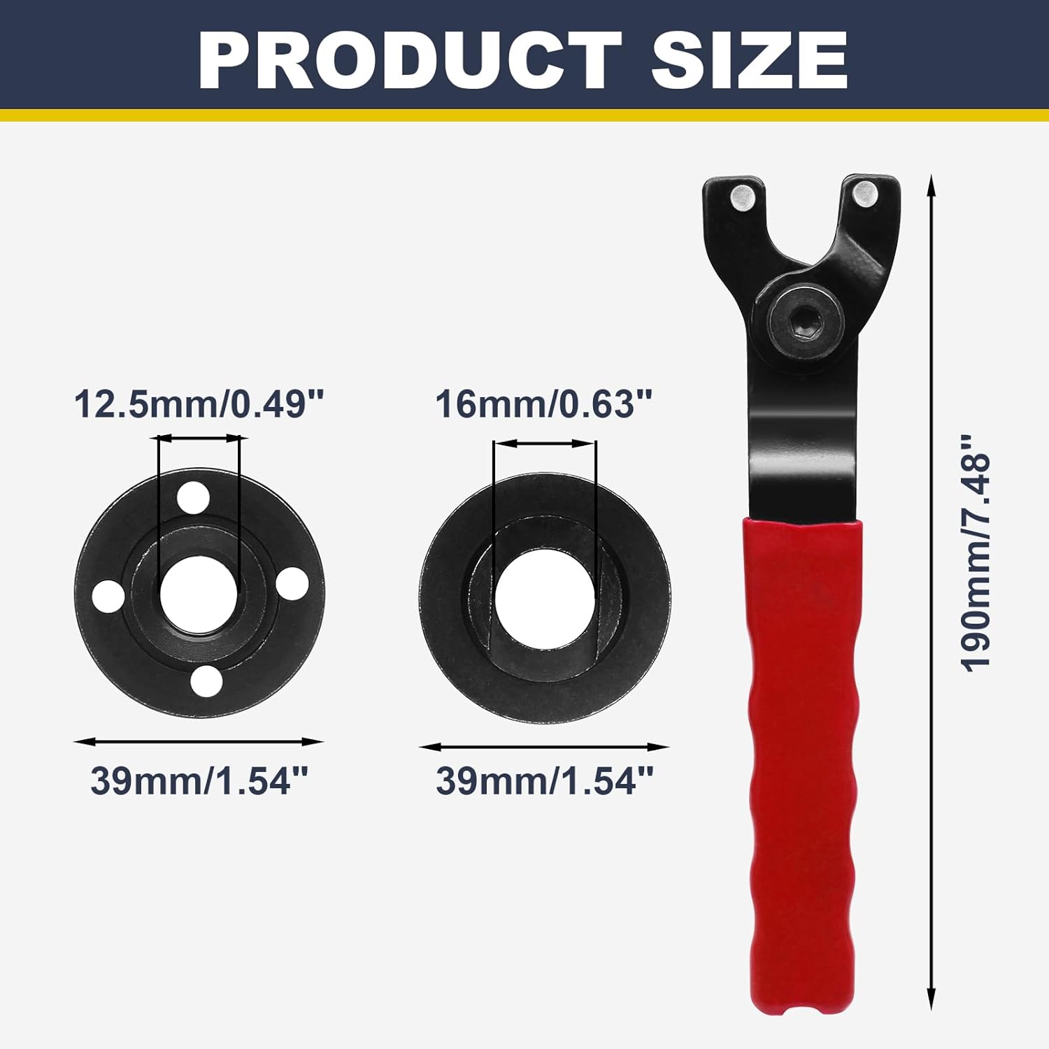 Litoexpe 5 Pcs Angle Grinder Tool Kit, Adjustable Grinder Spanner Wrench with 5/8-11 Flange Nut, Compatible with Dewalt Milwaukee Makita Ryobi Black Decker Bosch (Red)
