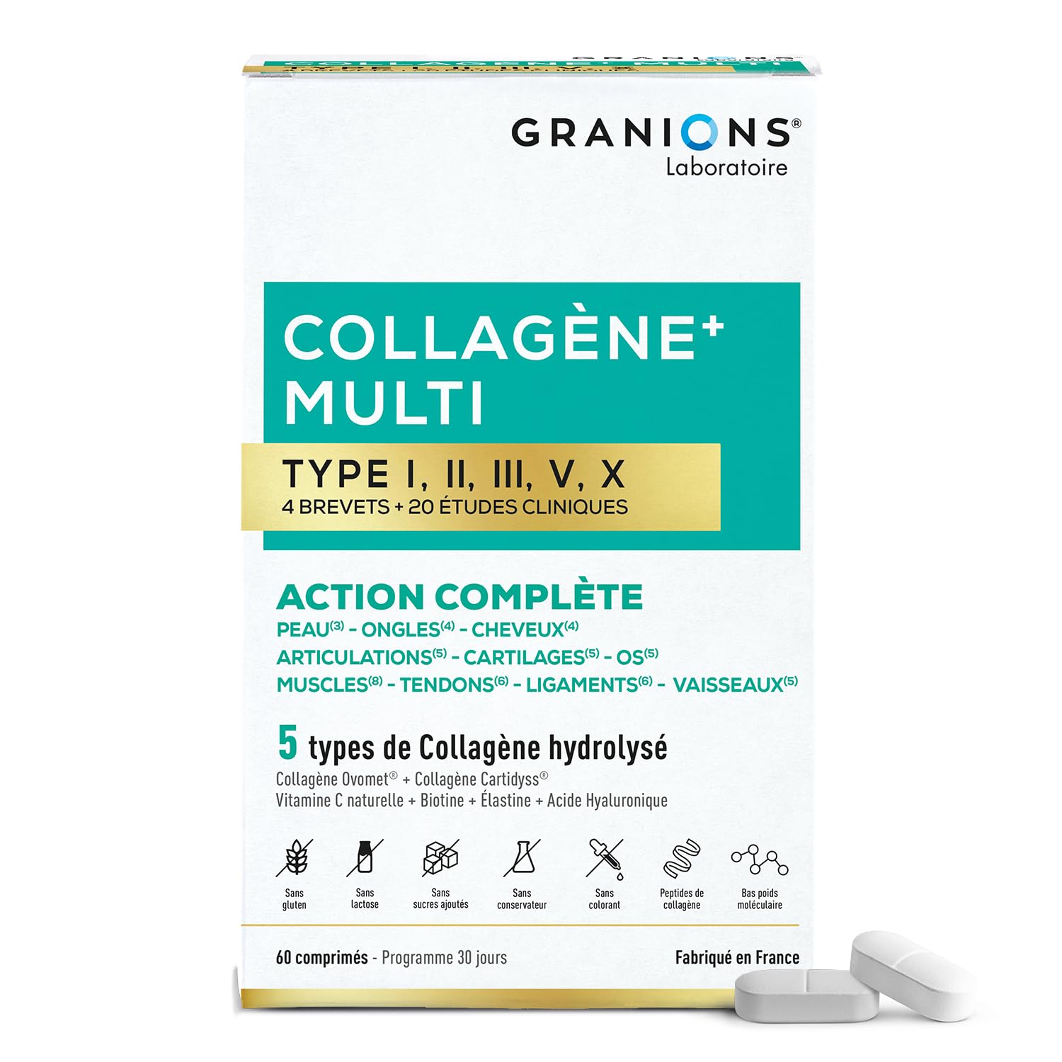 GRANIONS - MULTI COLLAGENE COMPRIMÉS CITRON + CREME DE NUIT 50 mL + SERUM 30 mL - Collagene marin - Acide Hyaluronique - Collagene et Acide Hyaluronique - Vitamine C -Skincare Anti Age - Anti ride -