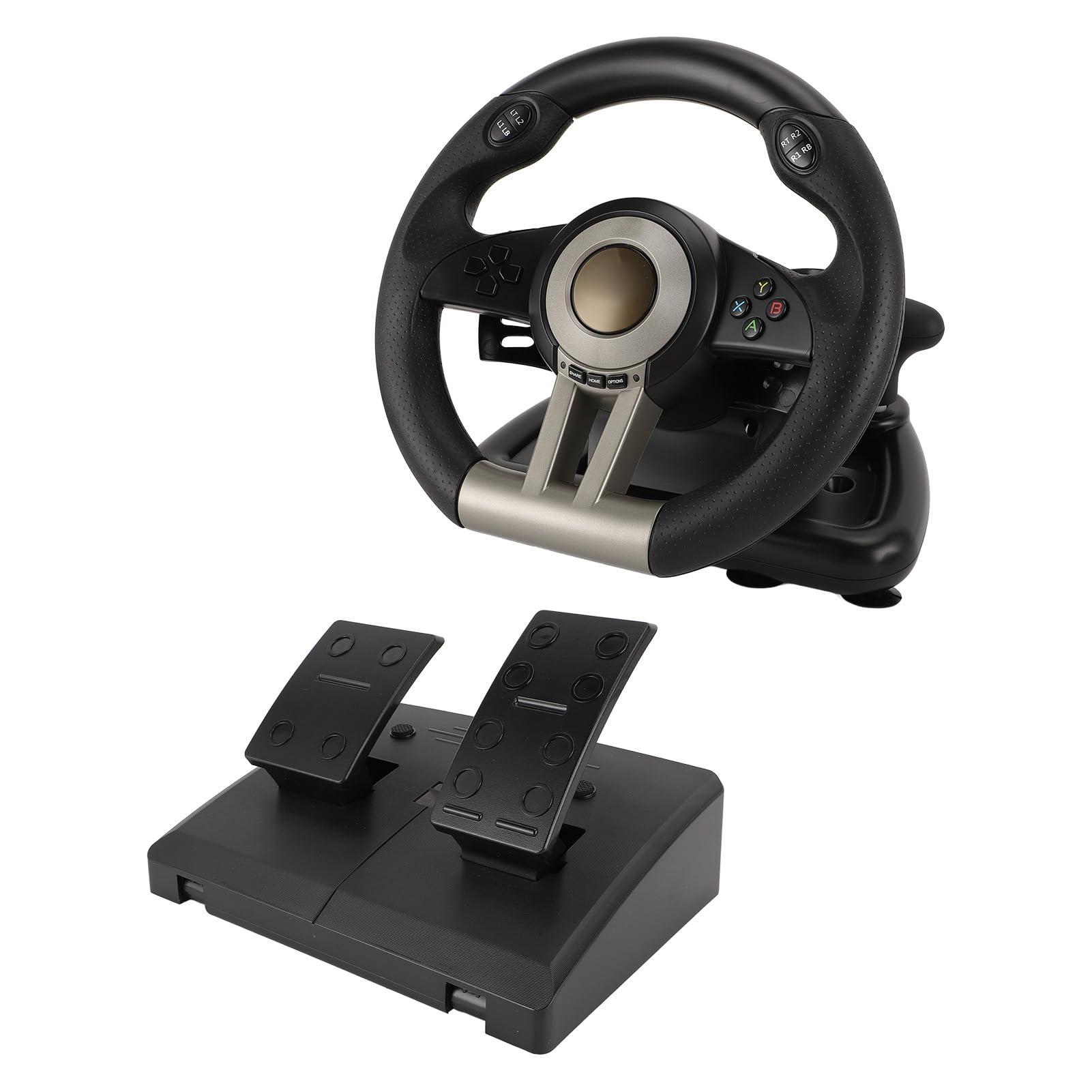 Jectse Volante de Carreras para PC, Volante de Carreras para Juegos de PC con Rotación de 180° con Pedales Antideslizantes, Volante de Carreras de Simulación de Automóvil USB con