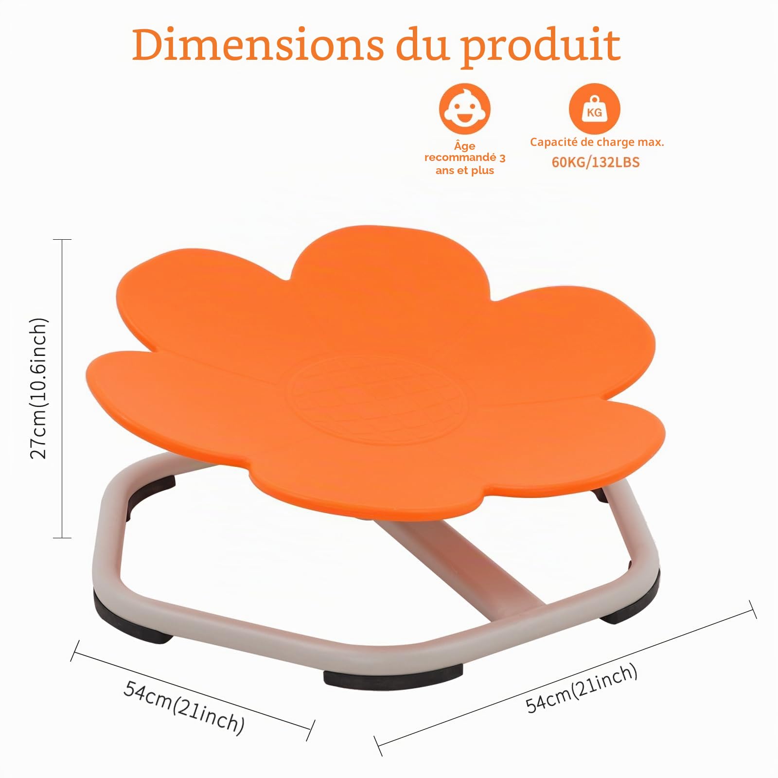 Chaise pivotante sensorielle pour Enfants, siège pivotant à 360°, Coordination et equilibre du Corps Autistes avec Base en métal antidérapante et Assise Confortable