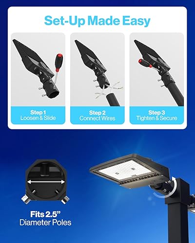 Miniatura 4 de Sunco Lighting Luz LED de estacionamiento poste de luz de calle al aire libre de 150 W reemplazo de fotocélula de atardecer a amanecer luz de día de