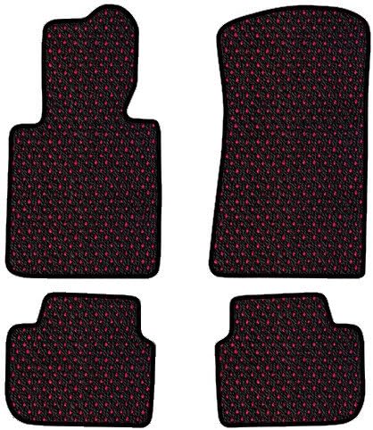 Automotive-Custom Fit Coco Car Mats Mercedes-Benz 1977-1985 w123 Sedan or Wagon 230 230E 240 240D 240TD 280 280E 280TE 300 300D 300TD Turbo Black Red Dot-Four Piece