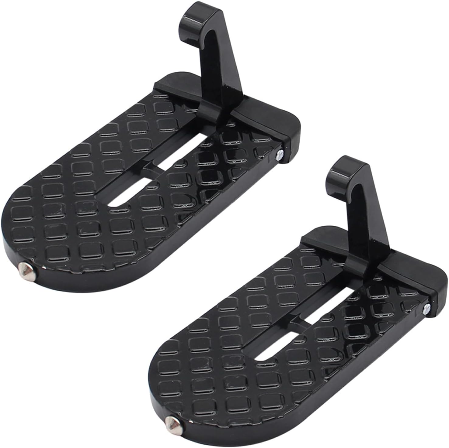 Car Door Step,Folding Aluminum Alloy Step,Universal Fit Roof Access, Car Automotive Foldable Roof Rack Door Step, Max Load 400 lbs, Suitable for Most Cars, SUVs, and Trucks (2PCS-Black)
