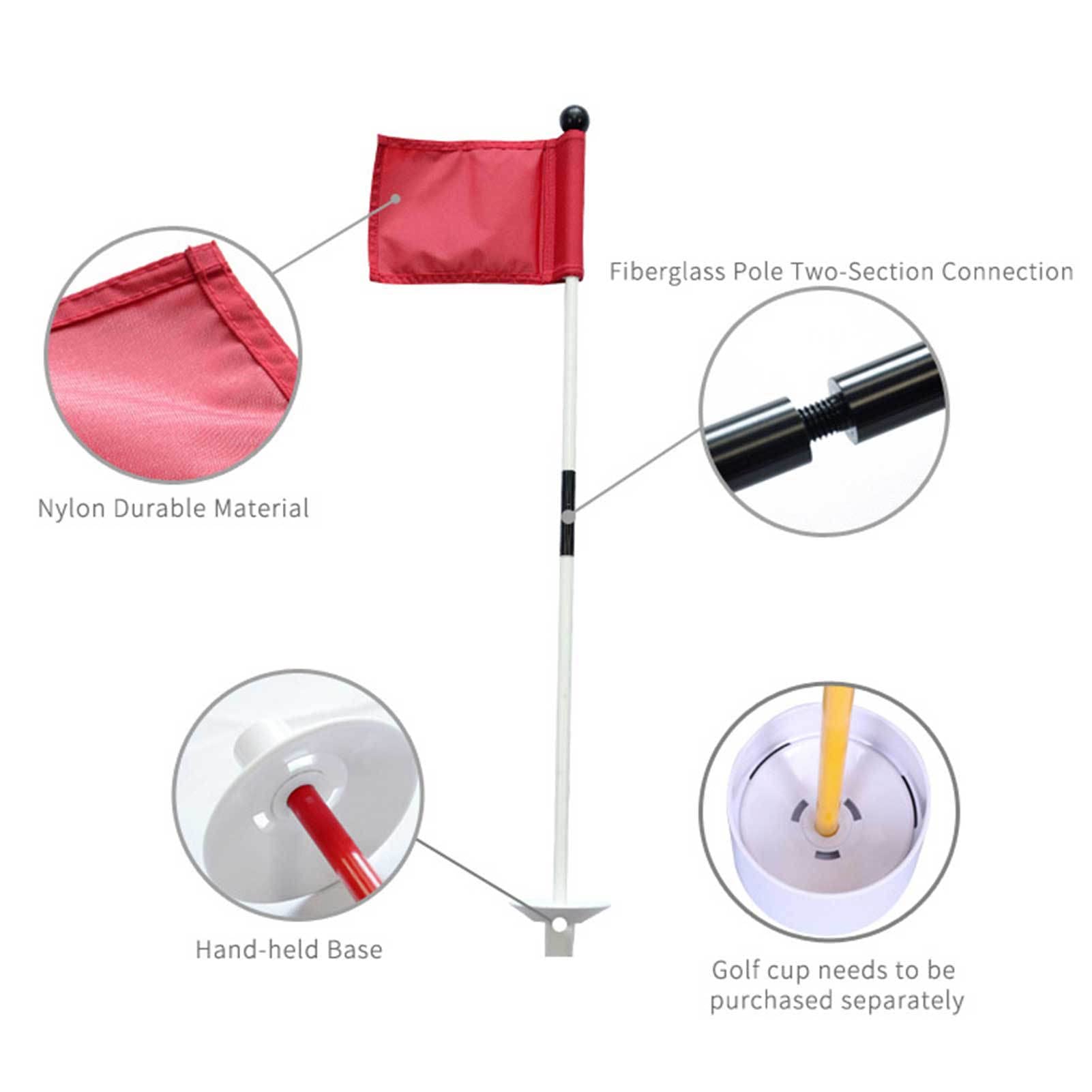 Yusheng Golf Flag Set, Putting-übungsgrünflaggenstock Loch Cup Set, Golffahne Mit Golfloch,Abnehmbares Golf-Putting Professional Golf Flagge