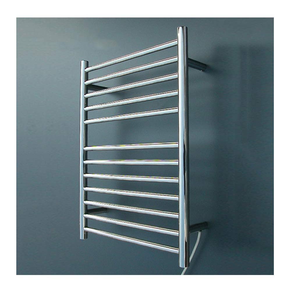 asdchZen Wall Mounted 304 Stainless Steel Mirror Finish Heated Towel Rail 12 Round Bars Electric Heated Towel Rack-Hardwired,Plugin