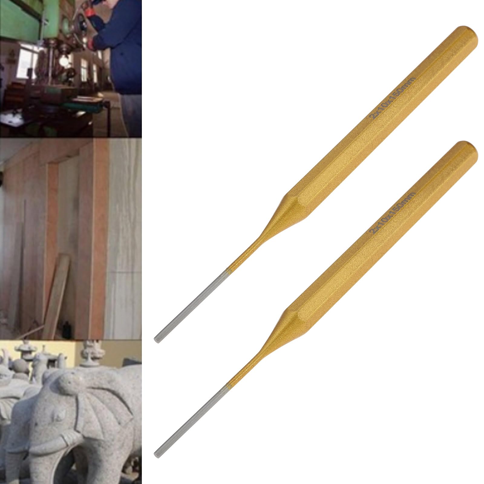 Briny River 2X Parallel Pin Punch Cylindrical Chisel 2x10x150mm Suitable for Woodworking Drilling and Decoration - Image 3