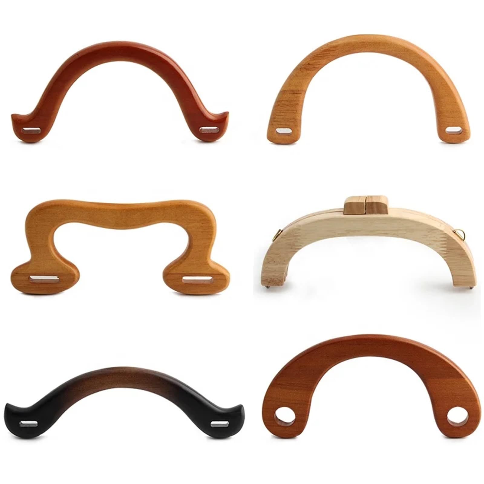 Bolso de 4 piezas con asas madera Para Bolsos | Marcos de monedero con cierre, manijas, piezas de repuesto, soportes de costura for billetera(LightCoff)