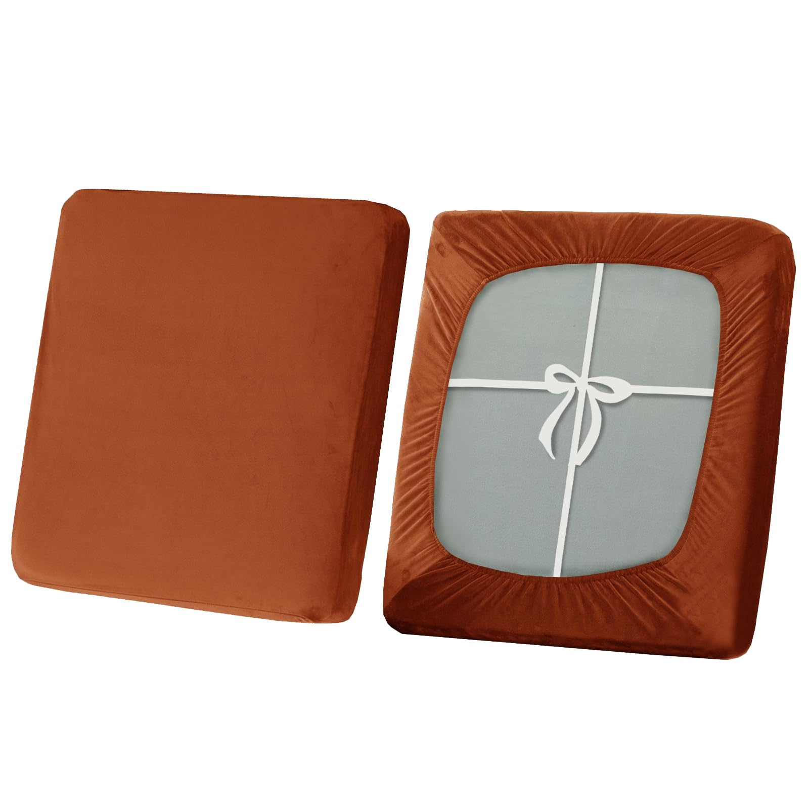 SYLC Stretch Sofa Seat Cushion Covers, Non-slip Sofa Cushion Cover with Ties and Elastic Bands, Velvet Couch Cushion Covers Replacement (Orange,XL Backrest cover) — image 1