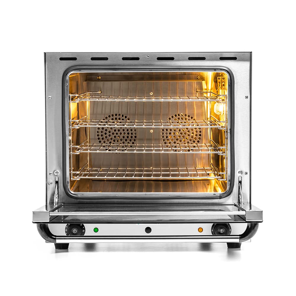 Forno a Convezione Da Tavolo, Forno ad Aria Calda, 4 Teglie e Maniglia, Vapore, Potenza 2600W, Fino a 300 ºC, Dimensioni 59,5x60x58 cm