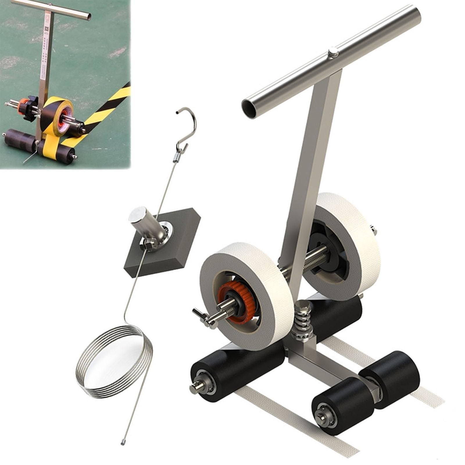 UMJIGF Basketball Court Marking Kit - Pushable Court Line Tape Machine - Floor Tape Applicator Line Striping Machines, for Courts, Road Warning and Parking Space