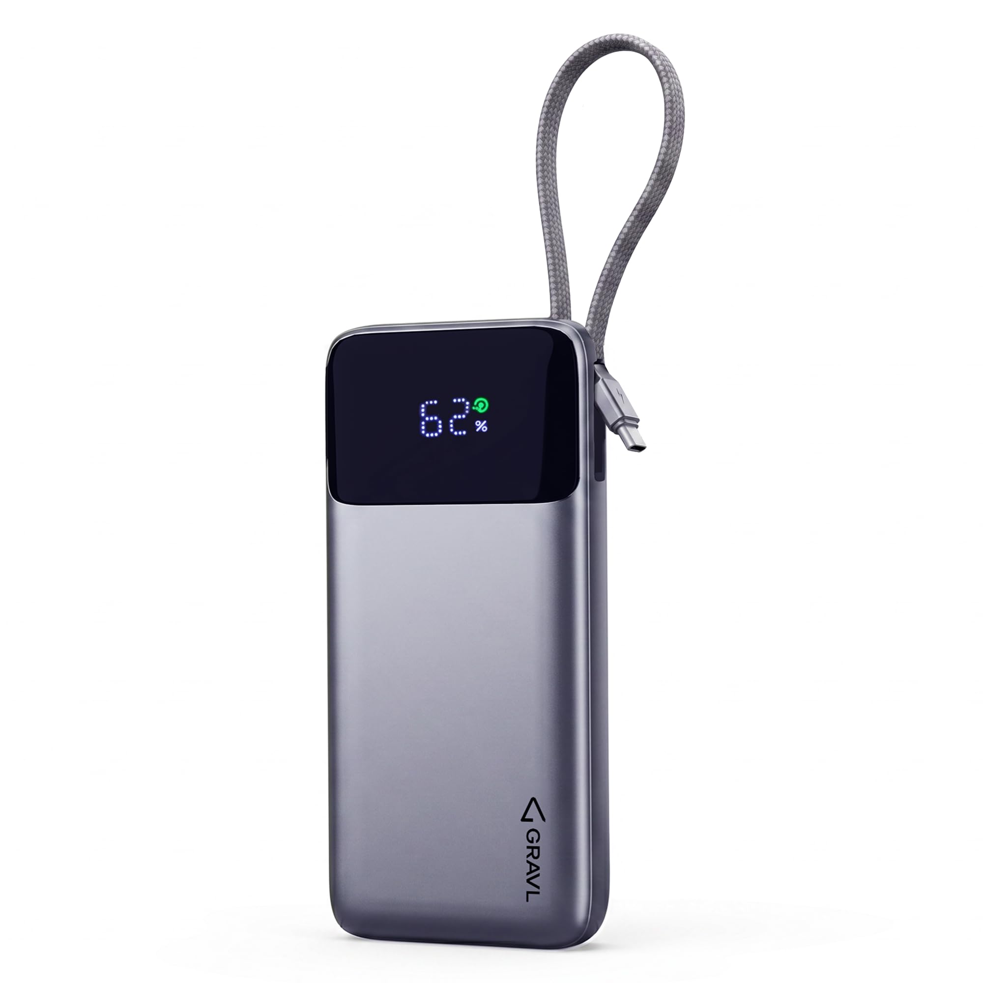 Axis 67 20000mAh Power Bank | 67W Super Fast Charging PD | Built-in Type-C Cable | Smart Digital Display | 4-Year Warranty | Charge 3 Devices Simultaneously | For iPhone, Android, MacBook (Gray)-image-6