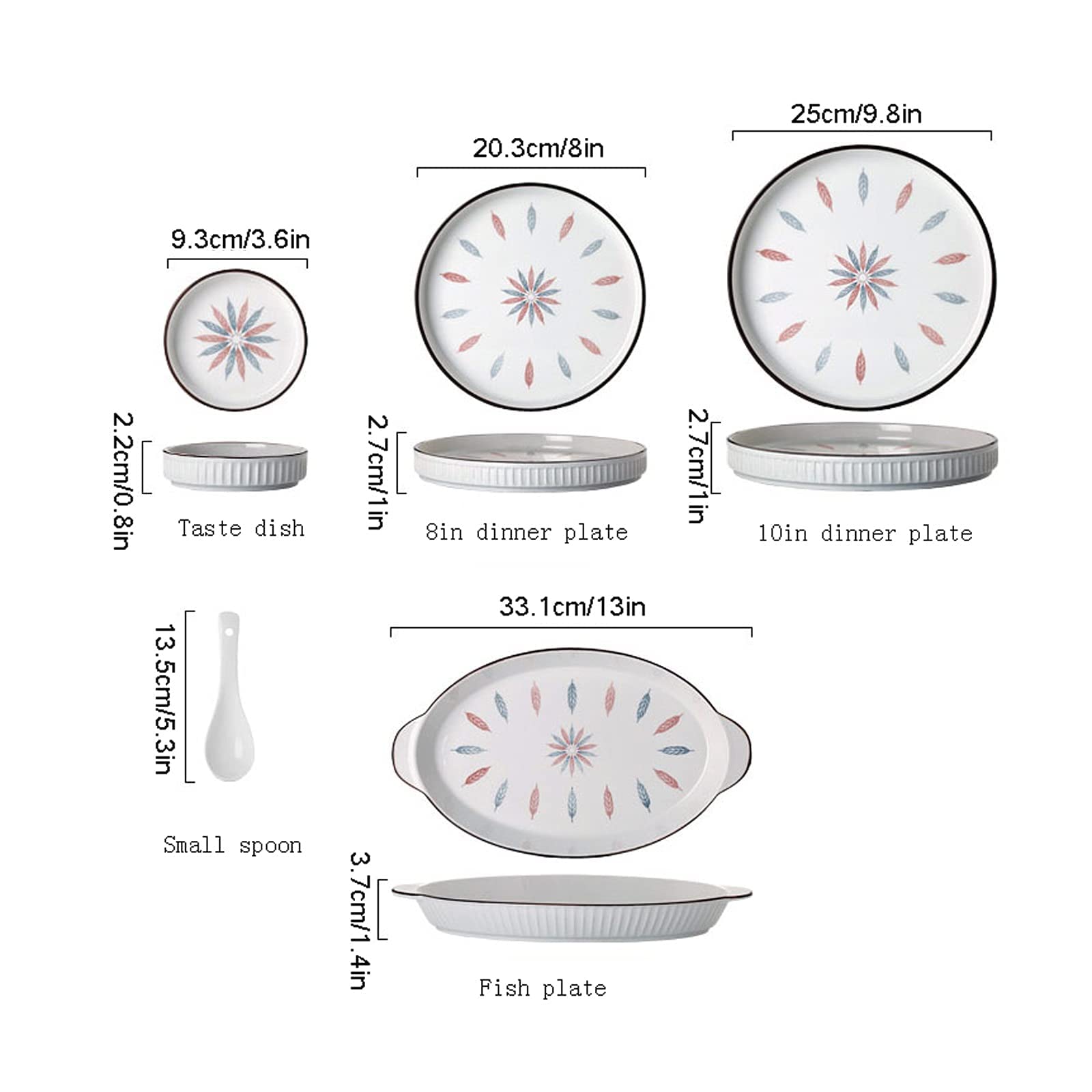 Ensembles de Vaisselle Ensemble de Vaisselle, Ensemble de Vaisselle en céramique de 54 pièces, Assiette Occidentale Simple sous glaçure, Bols et Plats en cérami(