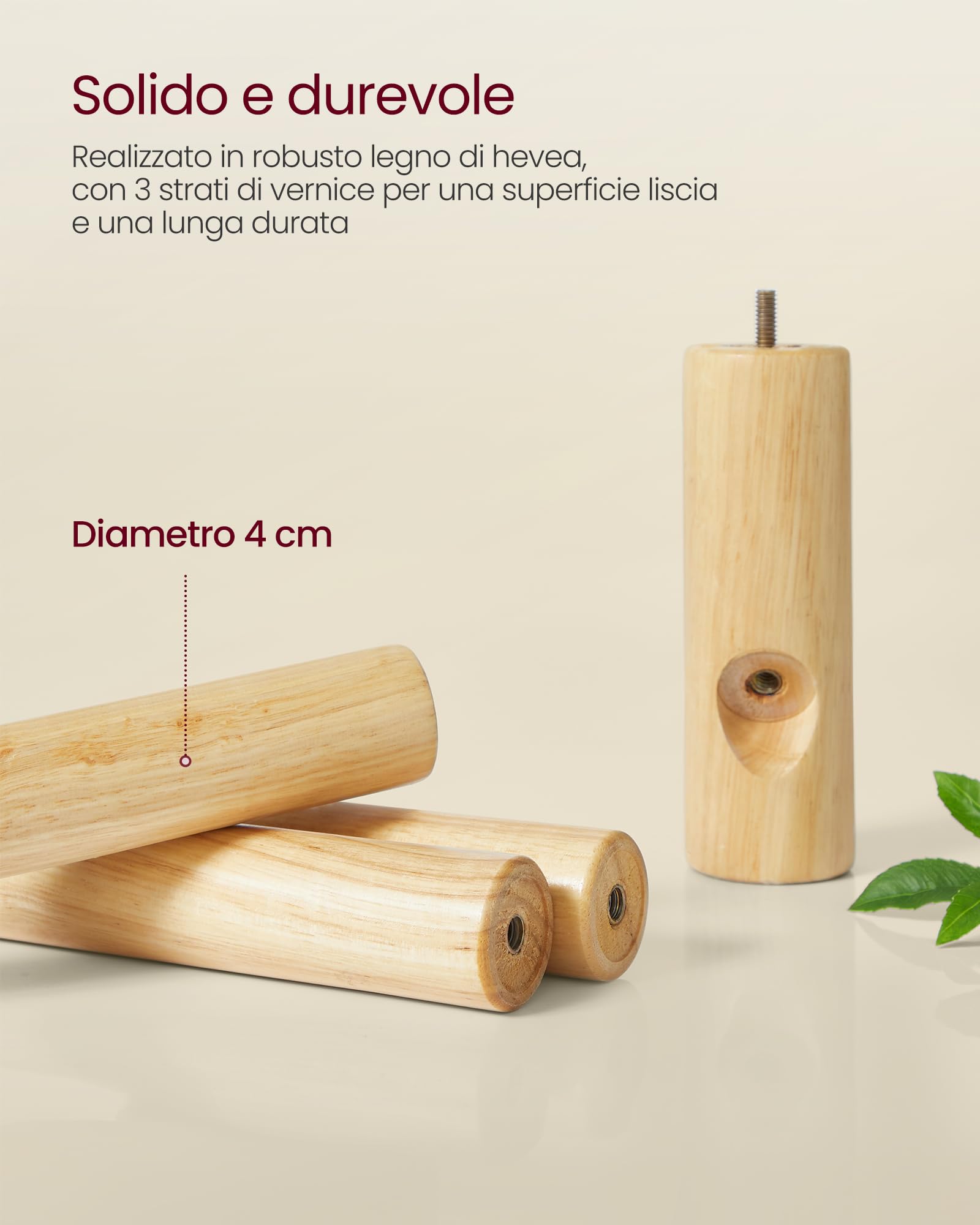 VASAGLE Attaccapanni, Appendiabiti da Terra in Legno, 8 Ganci, per Cappotti Cappelli Borse, per Ingresso, Ganci e Palo in Legno di Gomma, Bianco Nuvola RCR010W02