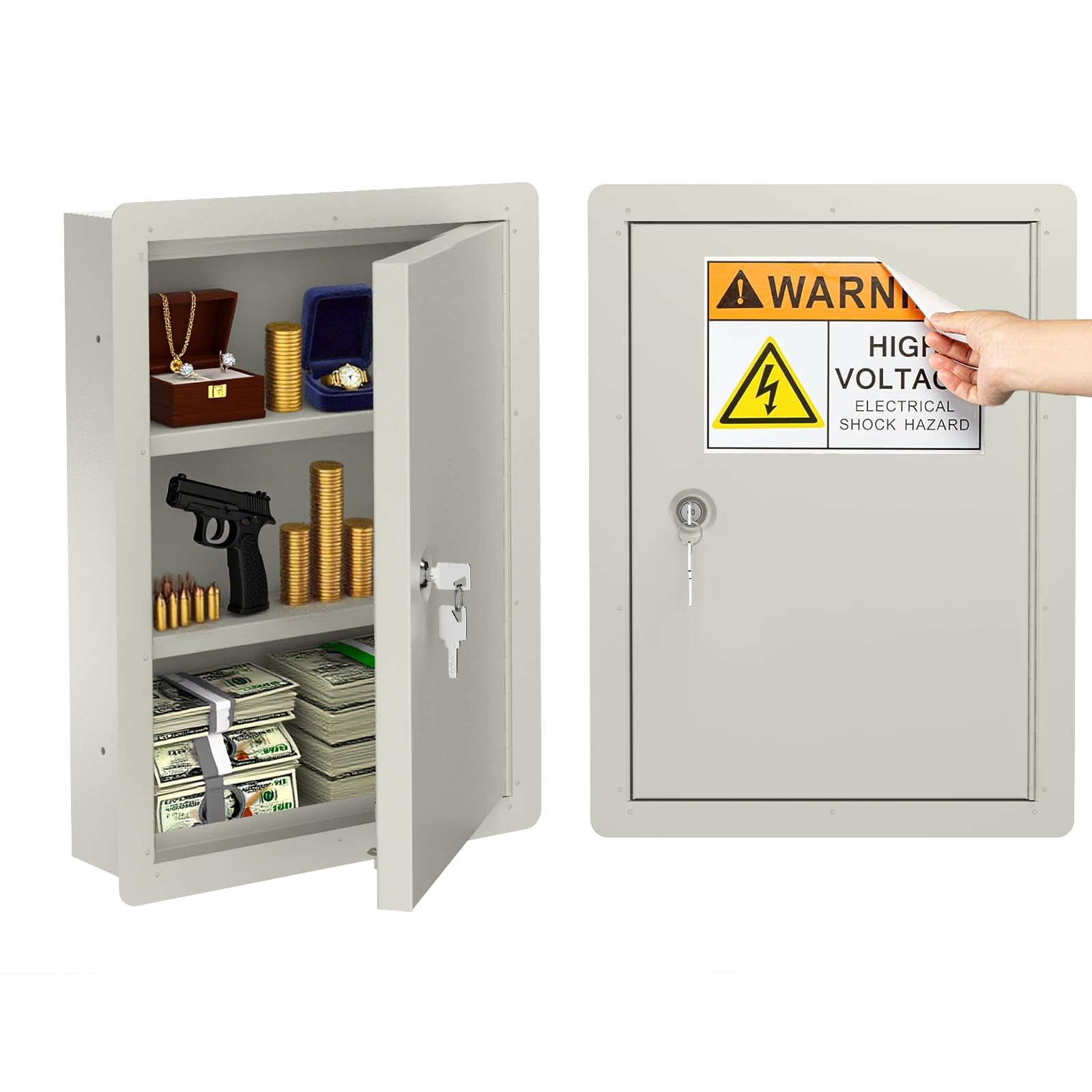 POCHAR In Wall Safe Lock Box with Disguise Sticker for Home, Office
