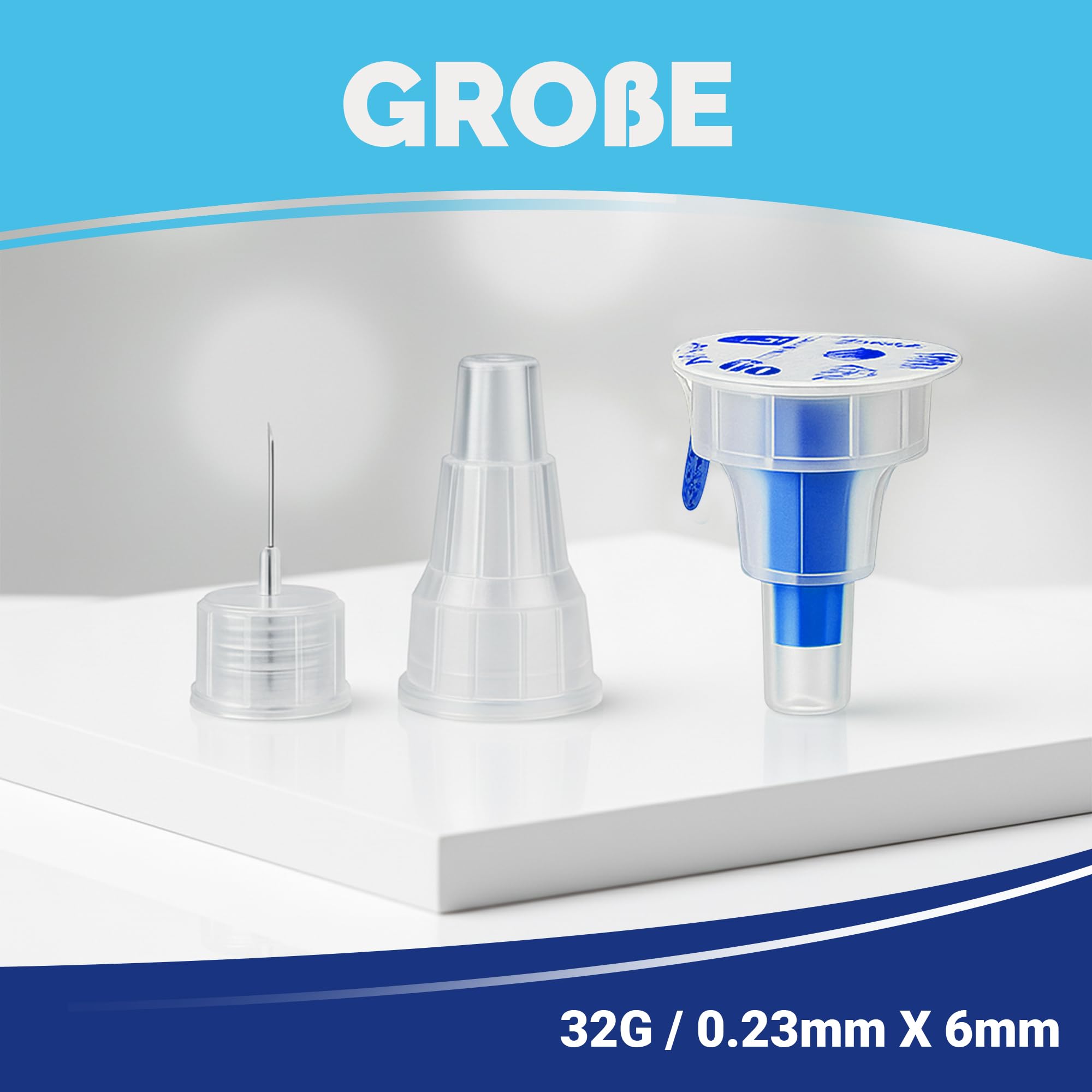 Sterile Einweg-Nadeln 32G (0,23mm x 6mm) - 100 Stück Mit Schutzfolie Für Labor, Industrie, Kosmetik, Lebensmittelherstellung, Epoxidharz, Parfüm, Schmierstoffe, Dichtstoffe