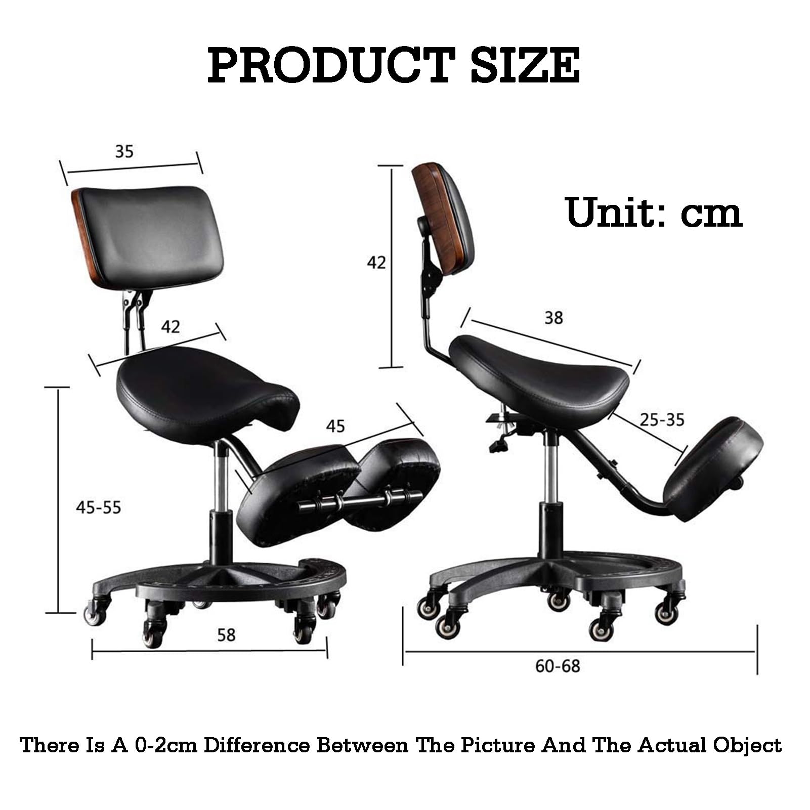 Genérico Silla ergonómica Profesional de Rodillas, con Equilibrio Variable, Altura Ajustable for Mejorar la Postura y la circulación de Las piernas.