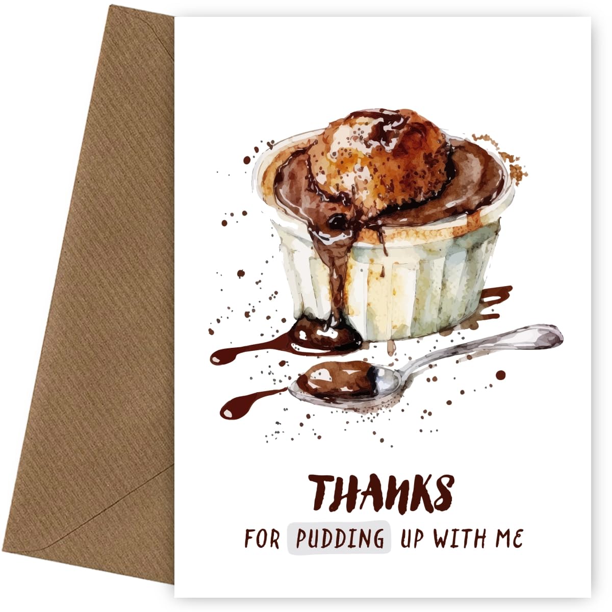 Lustige Dankeskarte 'Thank For Pudding Up With Me' – Für Kollegen, Lehrer, Chef – 127x178 Mm Mit Umschlag