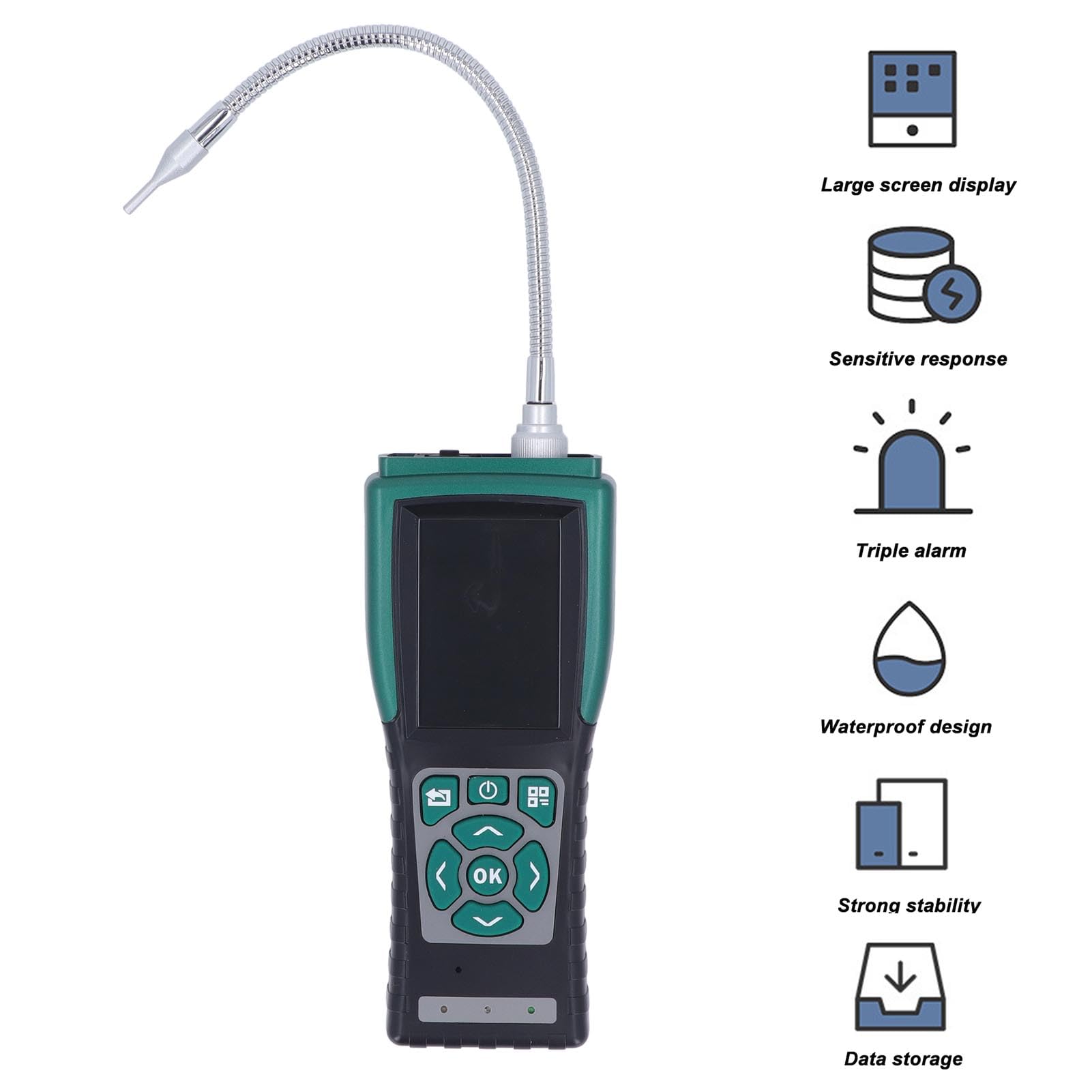 Gasanalysator, PC-Gehäuse, Gasdetektor, Messgerät, 3,5-Zoll-TFT-Display für CO O2 mit Pumpenabsaugung, IP65, 5400 MAh, MiniUSB für Industrielle Inspektions-Außendiensttechniker