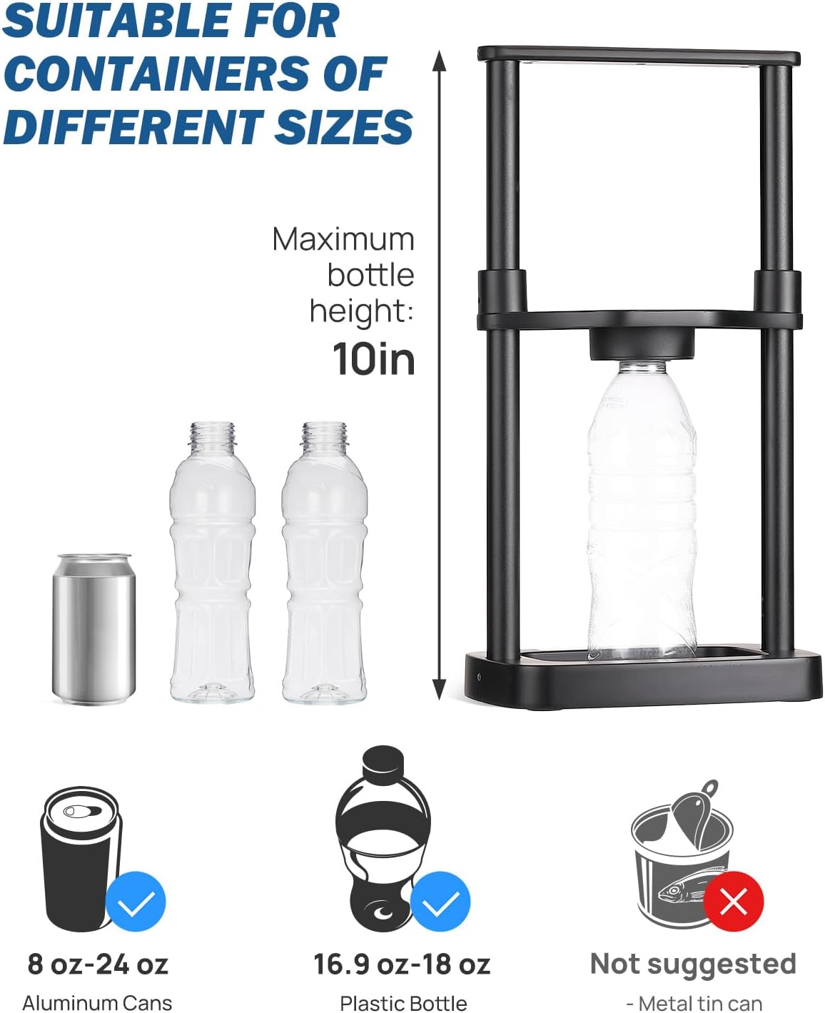 JOYTUTUS Can Crusher, 12 oz - 24 oz Metal Can Presser, Foot Operated Pedal Can Smasher with Spring Design, Recycling Tool for Soda and beer Cans, Suitable for Camping/RV (Patented Design)