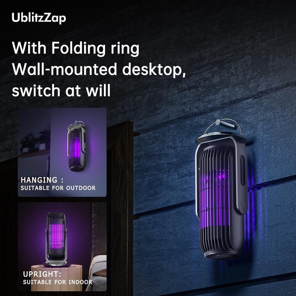 Bug Zapper Indoor Outdoor Moskito Zapper mit LED-Licht Effizient Auto On/Off Elektrischer Insektenvernichter Fliegende Falle Töten Motten/Mücken/Fliegen für Zuhause, Terrasse, Büro, Innenhof (Schwarz)