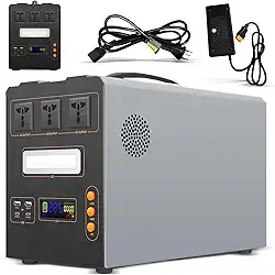 IIGENAI Gerador de Energia Portatil, Bateria 1450Wh, 220V, Potência Nominal 1500W, Pico de 3000W,Estação de Energia para Camping, Falta de Energia