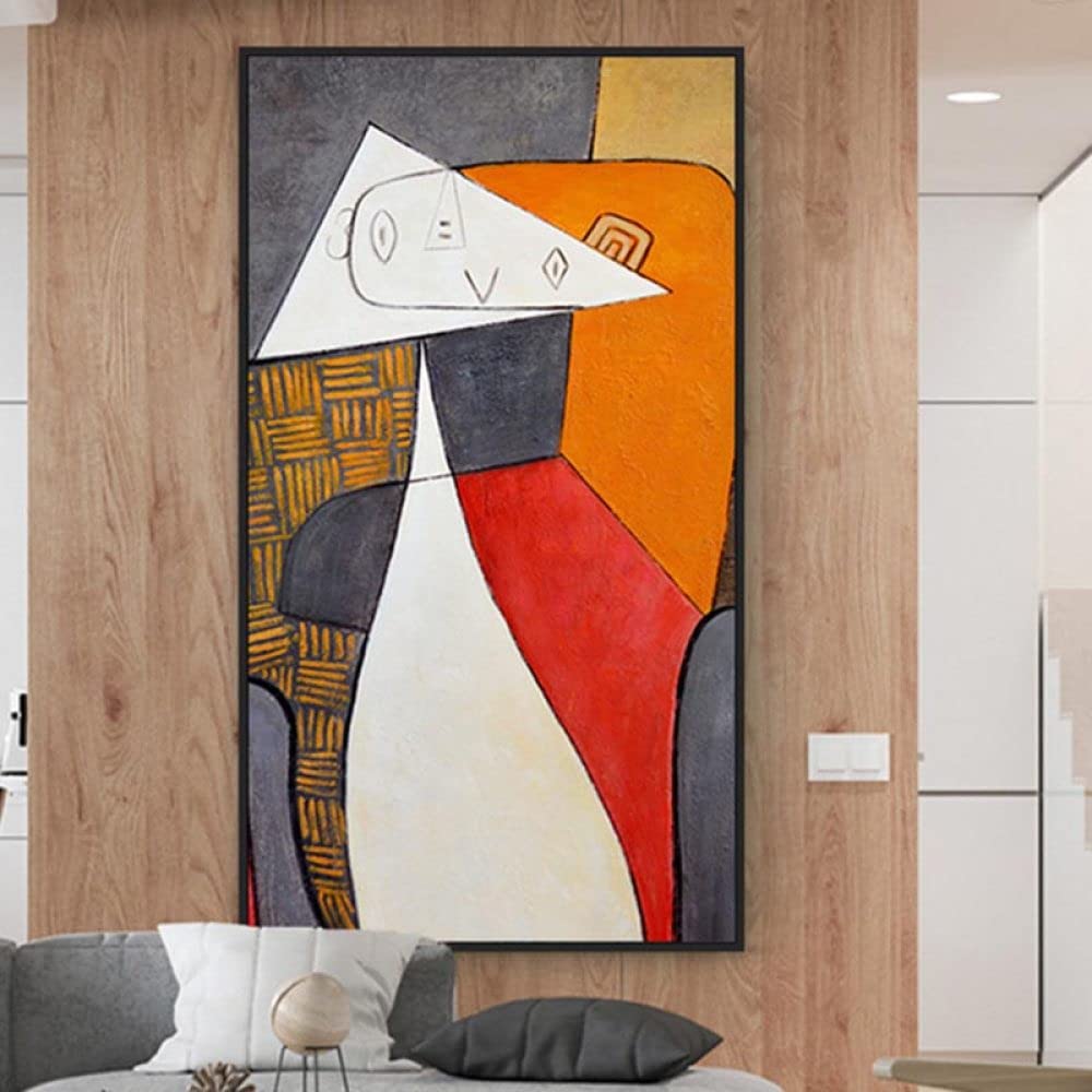Grand tableau Pablo Picasso fait main, toile géométrique 100x200