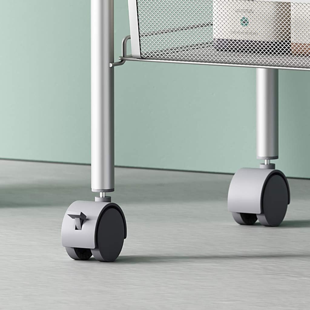 3-Layer Caster Kitchen Shelf/Move Trolley/Living Room Bedroom Storage Shelf/Silver Cart