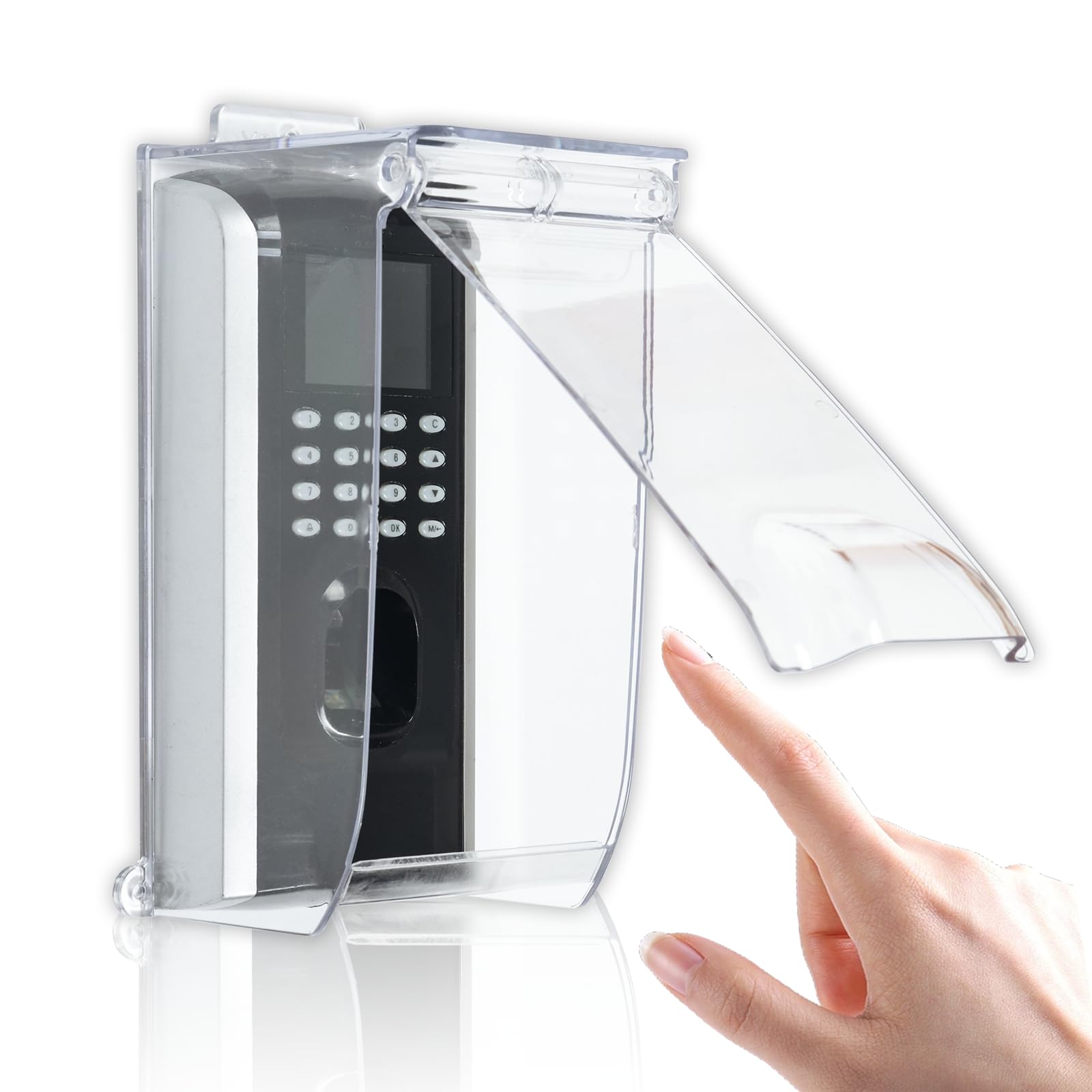 Cubierta Transparente para Timbre con Tapa abatible contra la Lluvia, protección contra la Intemperie, Cubierta de Control de Acceso con Huellas Dactilares, Compatible con Timbre con Video/b