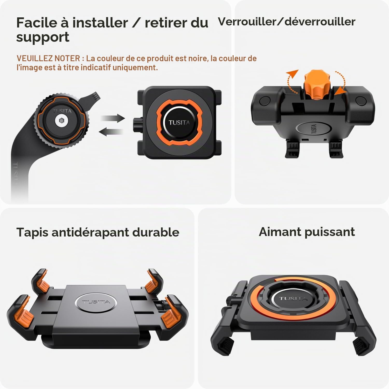 TUSITA Kit de Support pour Téléphone de Vélo - Twist Lock Téléphone Support de Guidon et Adaptateur Universel à Pince