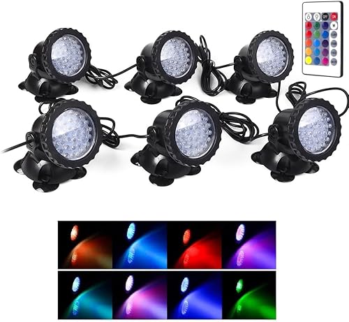 SHOYO Focos de Halloween para exteriores, luz de estanque que cambia de color, luces LED subacuáticas, IP68, sumergible, de color, regulable,