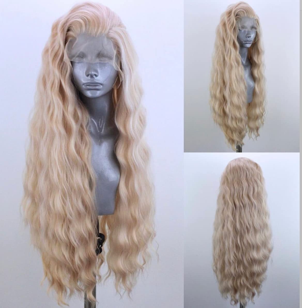 Blonde Long Wavy Synthetic Lace Front Wig Middle Part Lace Wigs Synthetic Hair Wig for Women Daily Party Wig Blonde Long Wavy Synthetic Lace Front Wig Middle Part Lace Wigs Synthetic Hair Wig for Women Daily Party Wig