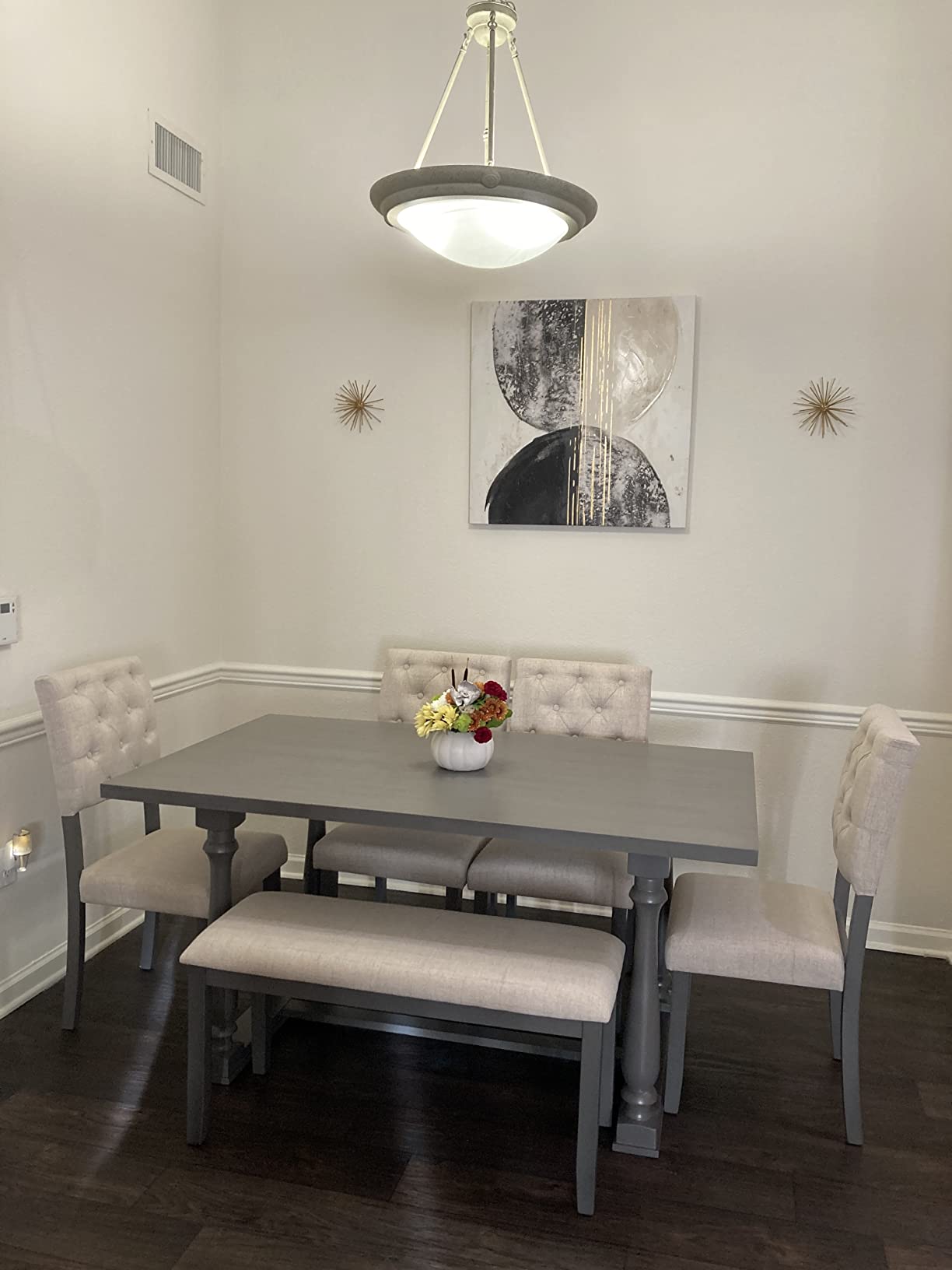 27/mo Finance Merax Dining Table Set for 6, Wood 7Piece Dining Table Set, Dining Table and 6