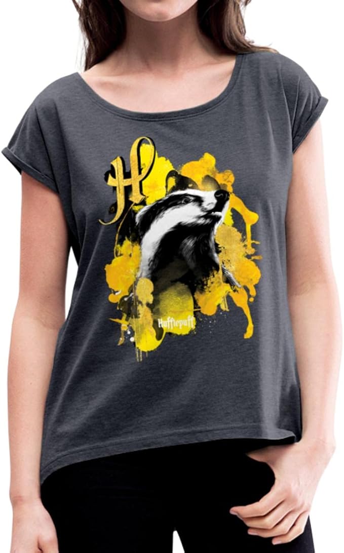 Spreadshirt Harry Potter Blaireau Poufsouffle TShirt À Manches Retroussées Femme Amazon.fr