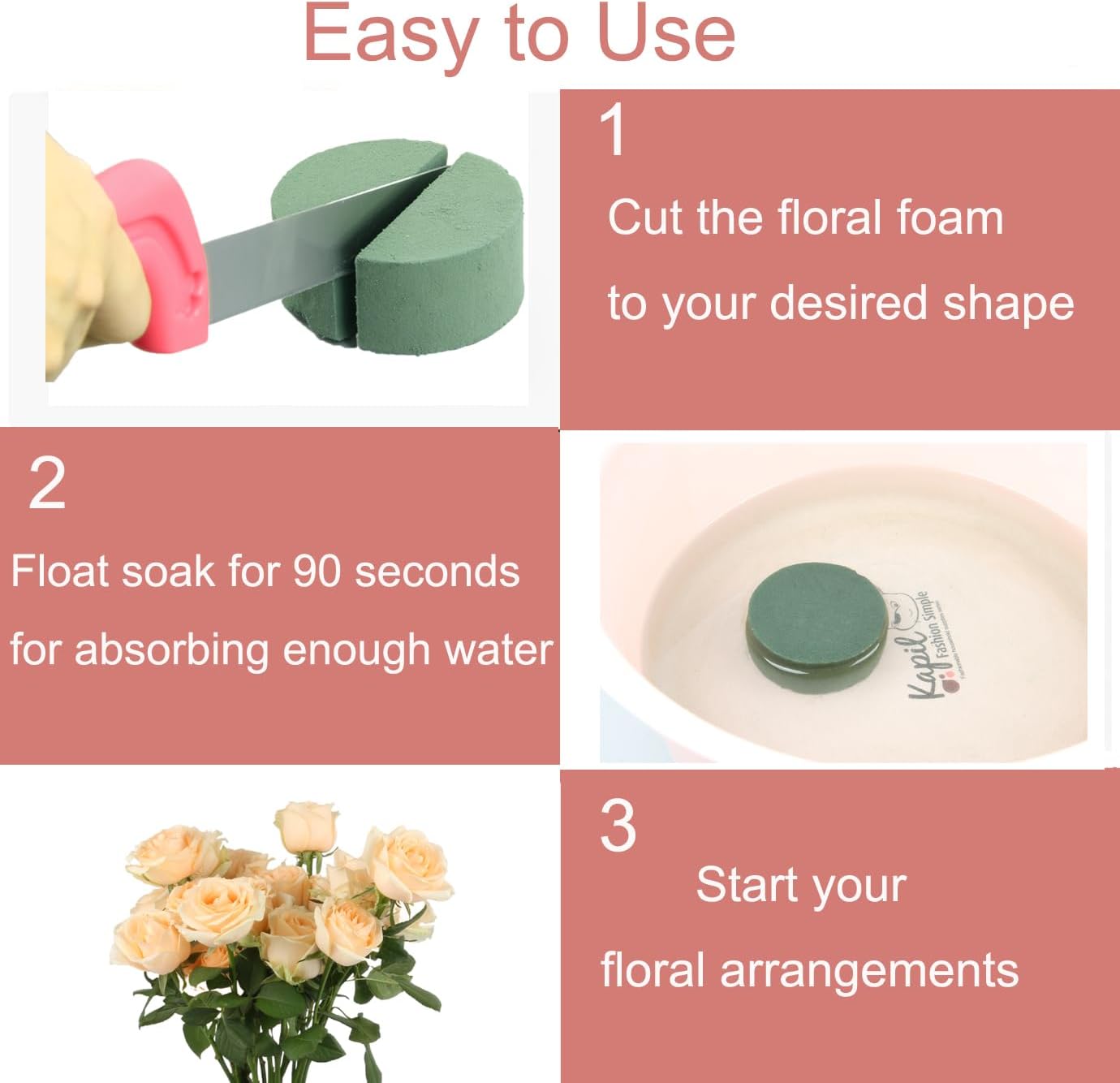 6 Pack Floral Foam, Small Round Flower Foams for Fresh and Artificial Flowers | 3" Green Wet Dry Foam for Flower & Florist Supplies, Wedding Decor, Home, Garden