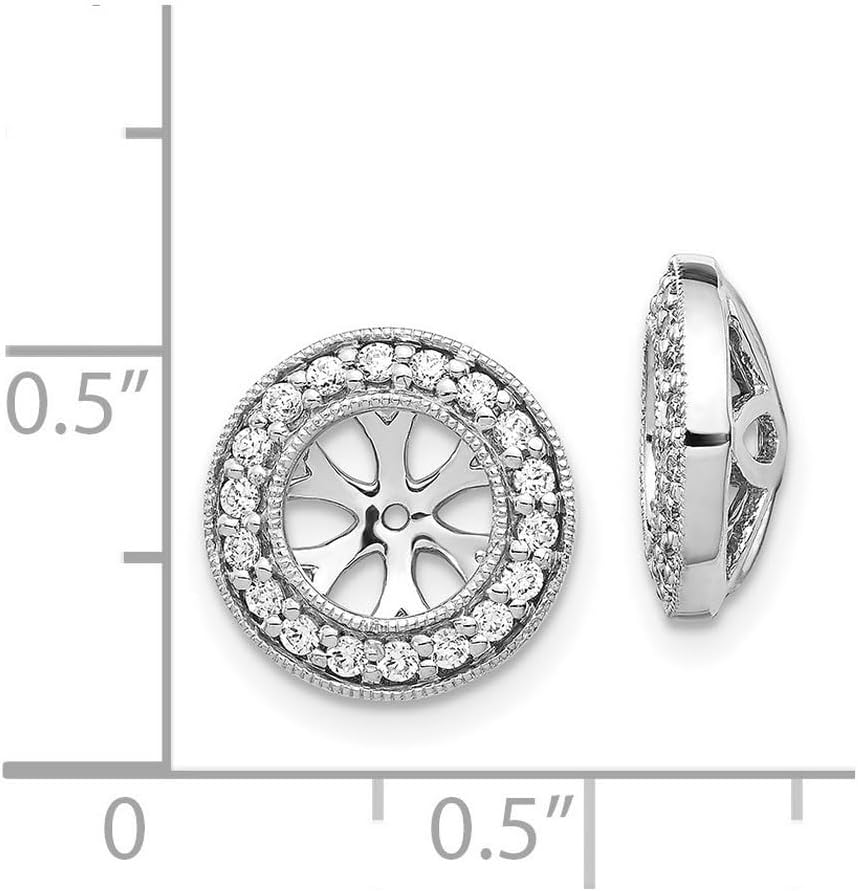 14k White Gold Diamond Earrings Jackets 12x12mm Wide Earring Jacket for Women