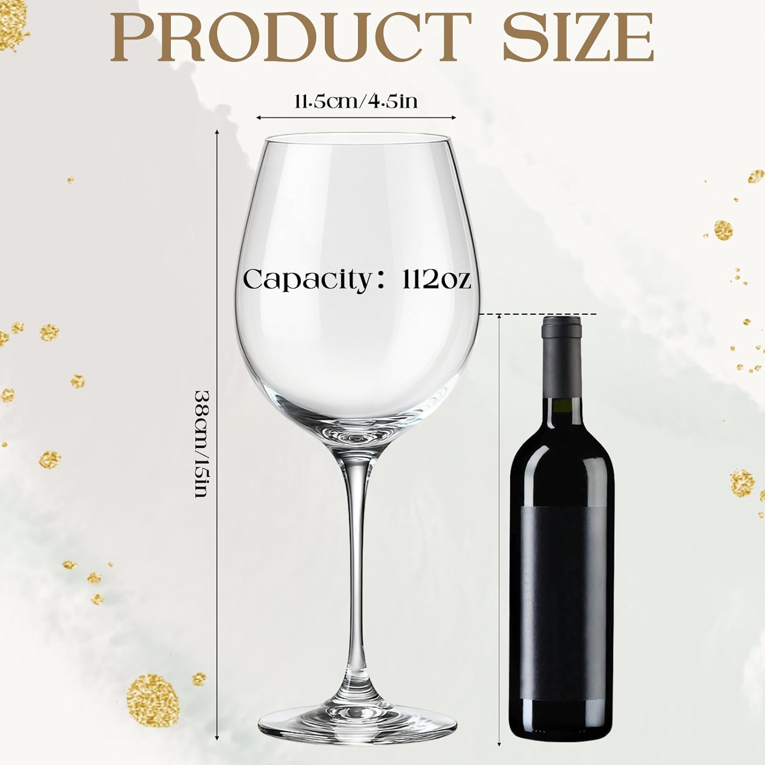 Remerry 112 oz Hand Blown Giant Wine Glass 15" Tall 4.5" Mouth Italian Style Huge Stemware Large Wine Glass Oversized Goblet for Wedding Parties Celebrations Gatherings Events
