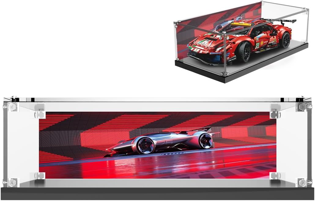 Display case for LEGO 42125 Technic Ferrari 488 GTE “AF Corse #51” Super Sports Car Exclusive Collectible Model Kit, Collectors Set display case