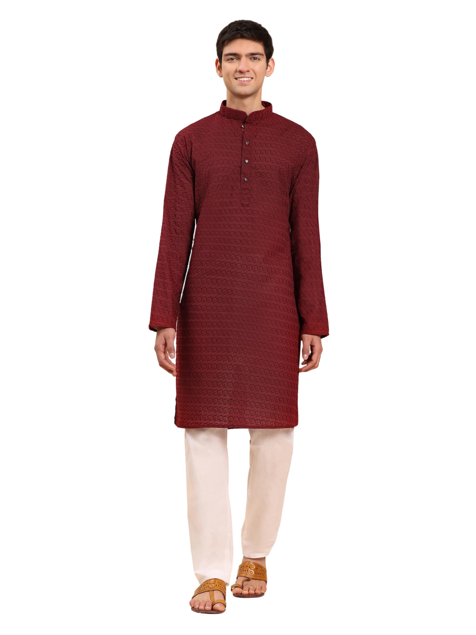 pro-ethic style developer Men's Cotton Regular Fit Embroidered Chikankari Kurta | Mandarin Collar (K-127)-picture-14