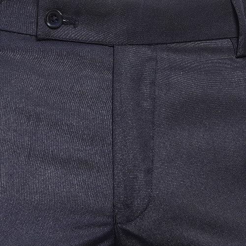 Image of The PS Men's Formal Regular Fit Cotton Blend Black, Dark Grey Combo Trouser (Pack of 2)