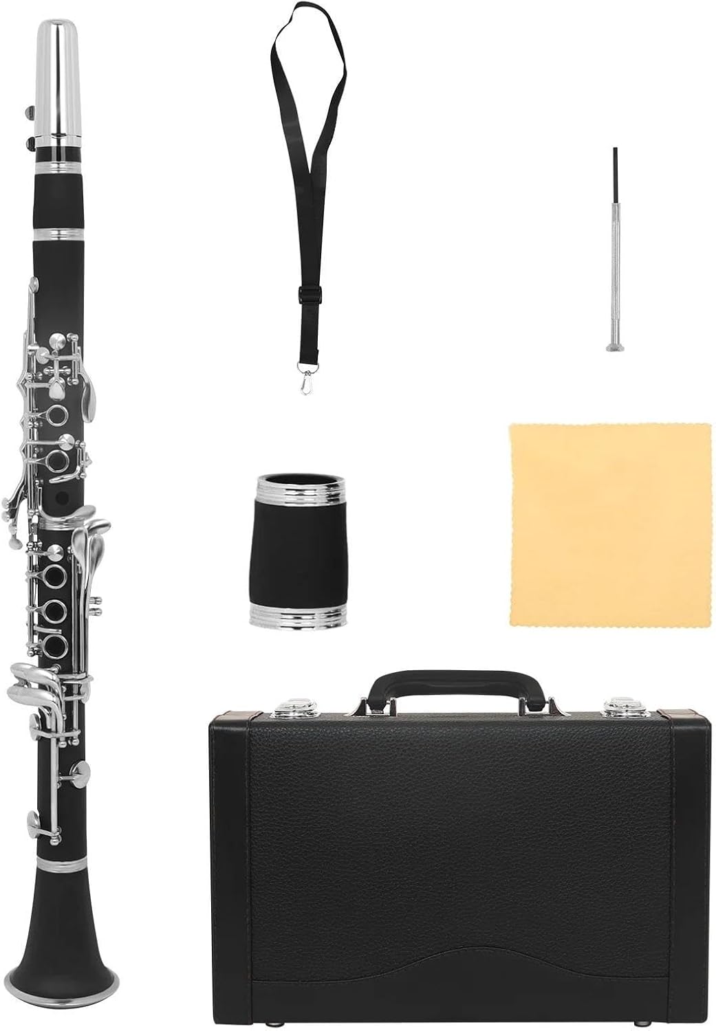Clarinet Musical Instruments Clarinet C Key Clarinet Professional Woodwind Instrument Bakelite Body White Copper Key With Box Reed Accessories(SetA)