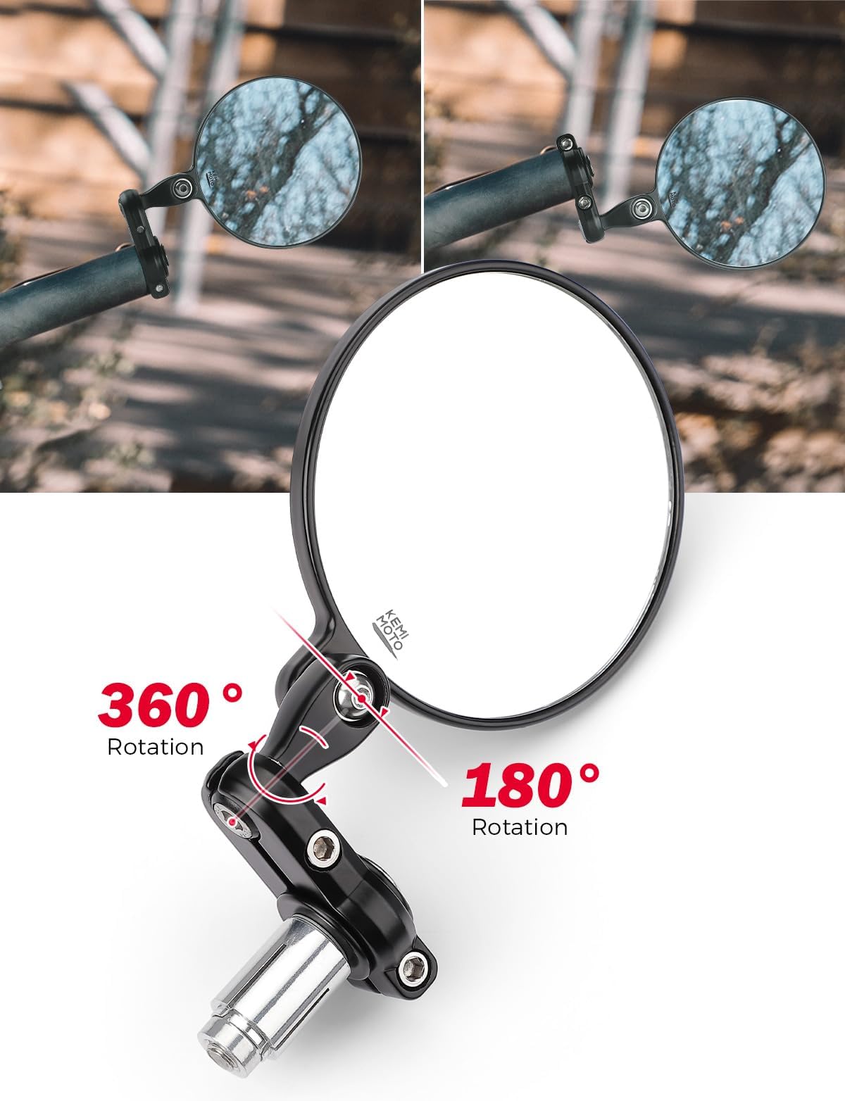 Paar M8 M10 retro L-bar ronde spiegels voor café racer