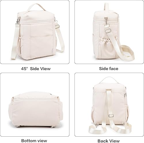 Miniatura 7 de NOL Natural Organic Lifestyle - Loncheras aisladas para mujer, bolsa enfriadora, ligera, de nailon, impermeable, para el trabajo (crema, L)