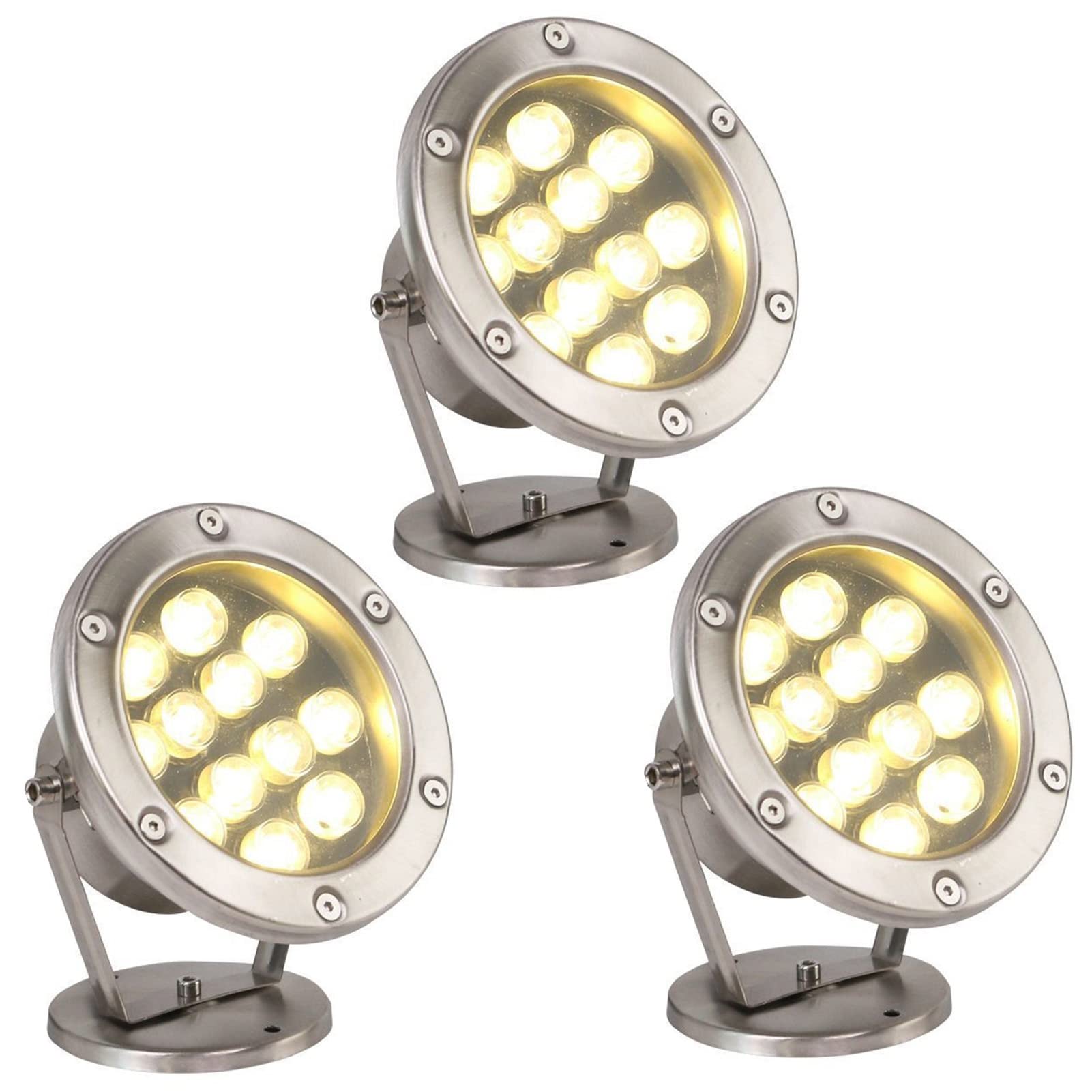 3er-Pack warmweiße Poolleuchte, IP68 wasserdichte Edelstahl-Schwimmbecken-Wasserspiel-Brunnenleuchte (Color : 24v, Size : 9w)