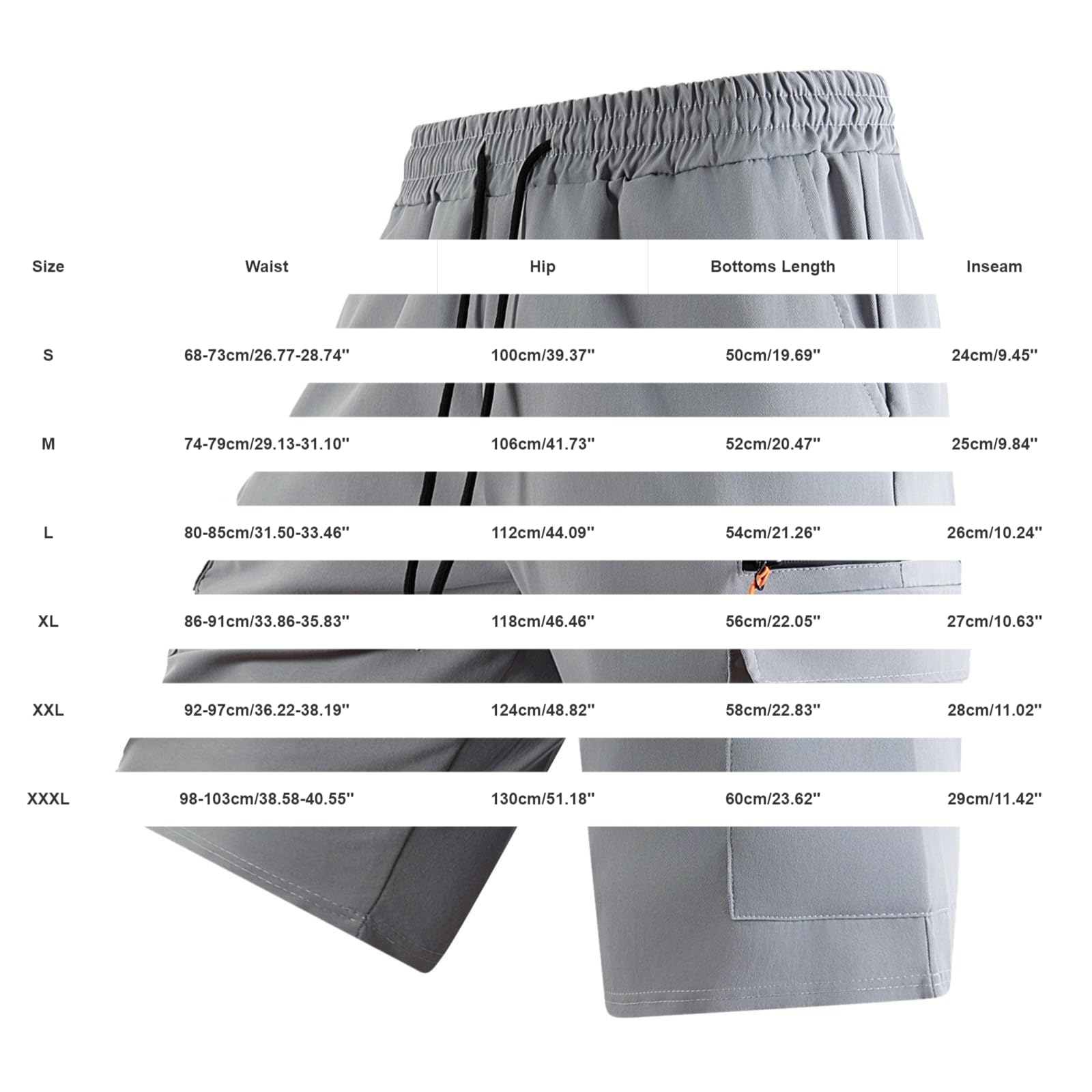 Pantaloncini da lavoro da uomo, lunghezza al ginocchio, con chiusura lampo
