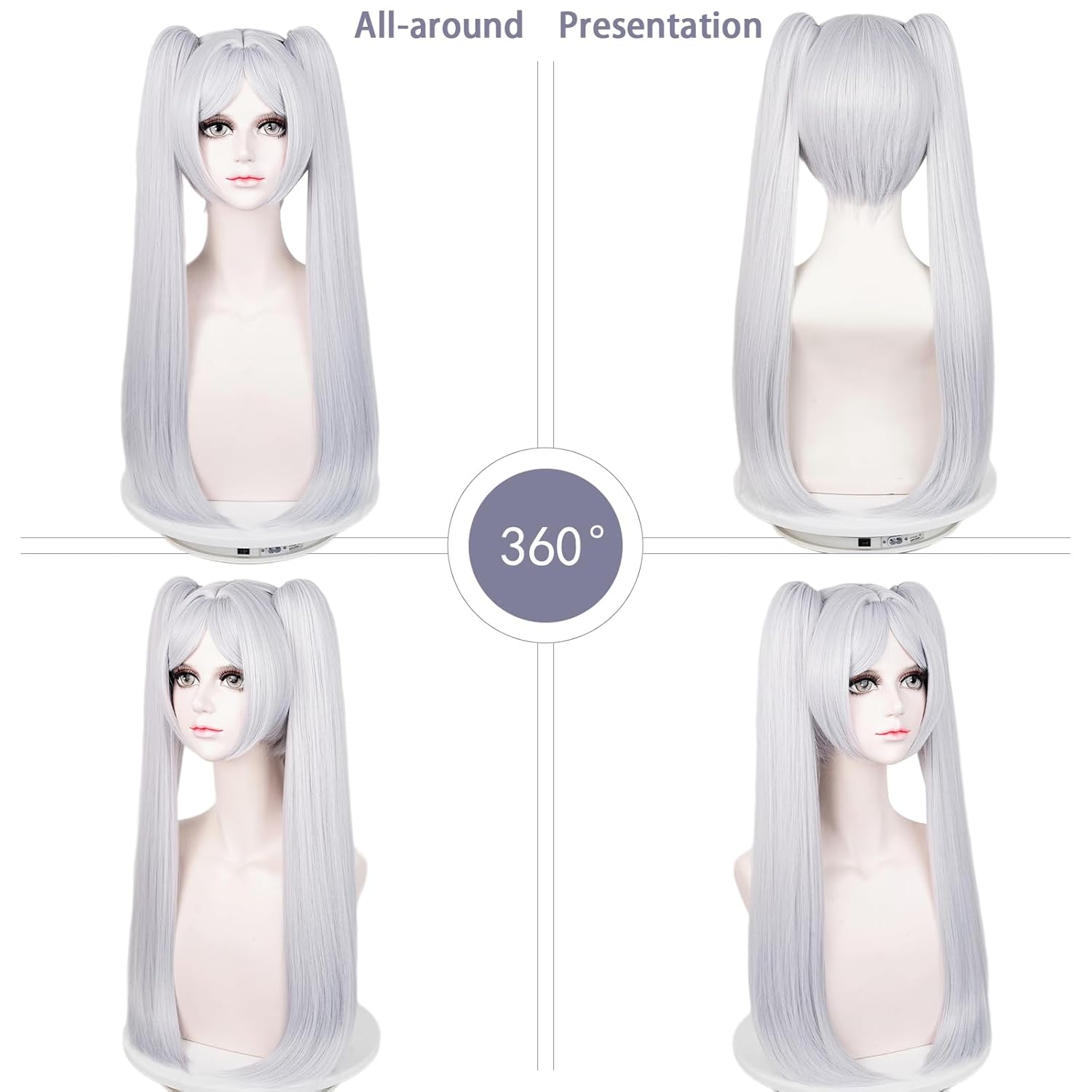 Max Beauty Anime Frieren Cosplay Silver Long Straight Wig for Women at the Funeral, Girls Halloween Costume Party Synthetic Hair for Halloween Party Hair Wig + Wig Cap - Image 7