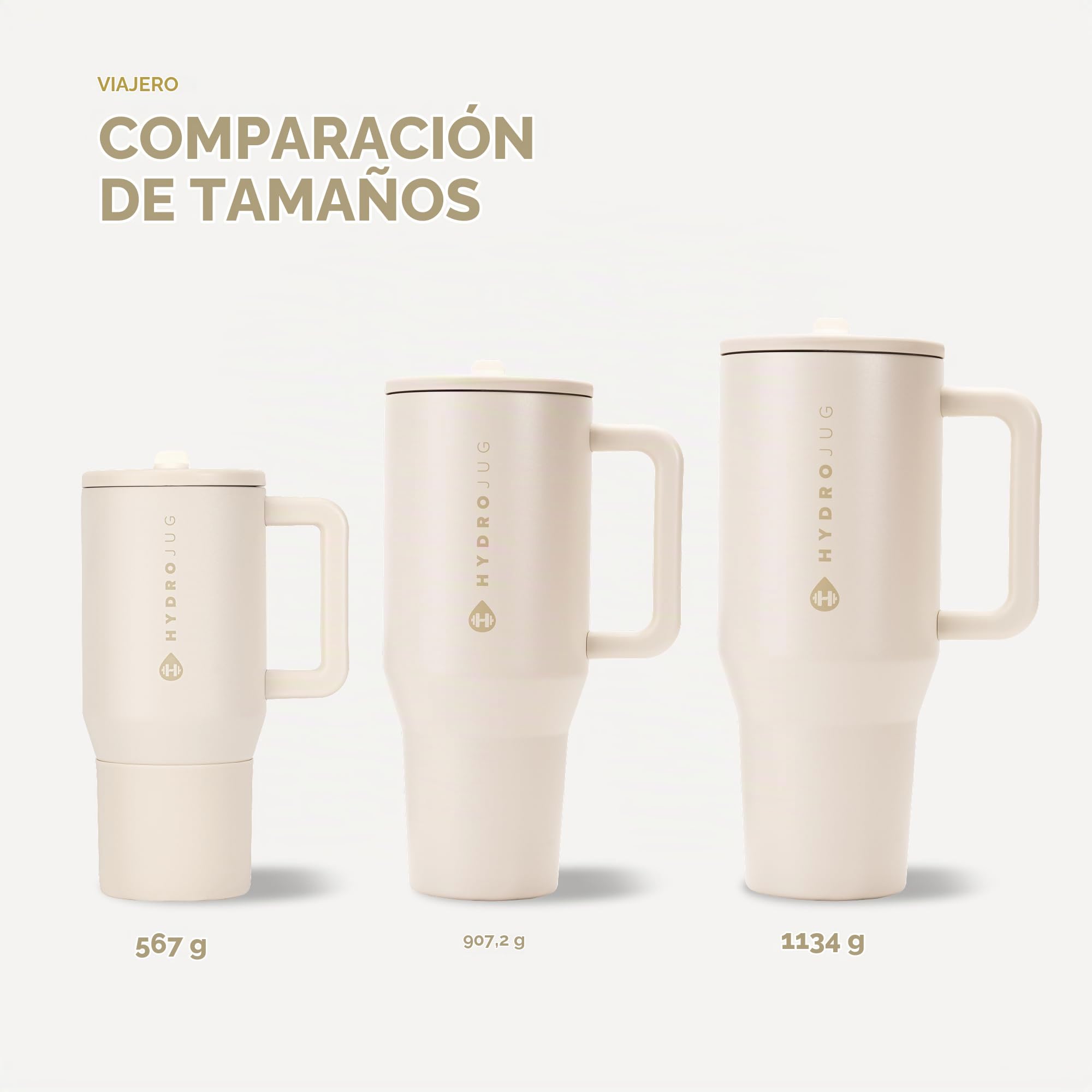 HydroJug Traveler - Botella de agua de 1,2 L (40 oz) con asa y pajita plegable, encaja en portavasos, vaso a prueba de fugas, reutilizable, acero inoxidable aislado y fondo de goma, regalo para