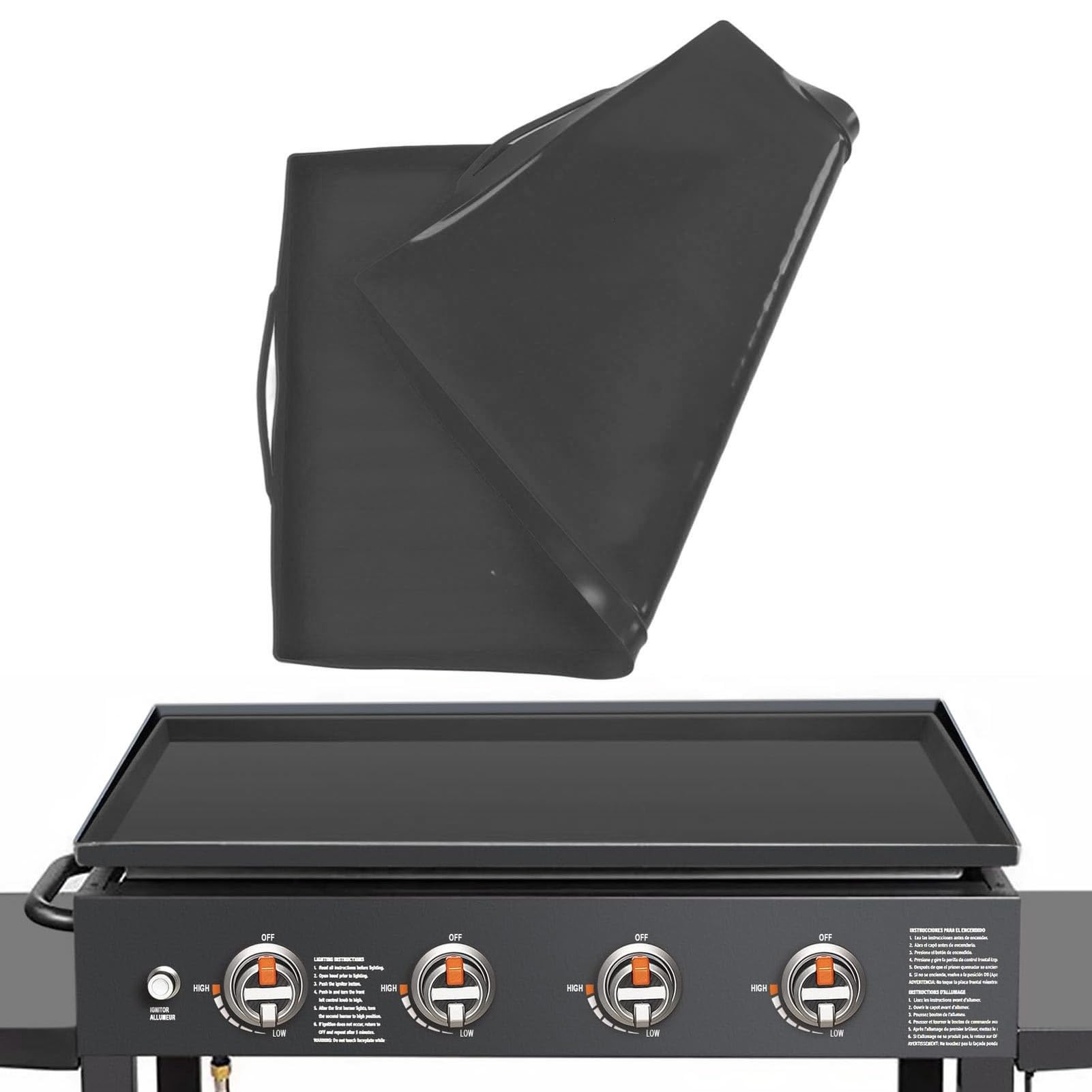 Silikon-Grillmatte, Grillabdeckung, Schutzhülle für Grills, BBQ-Grillmatte für Outdoor-Koch (36 Zoll Grauer Griff)